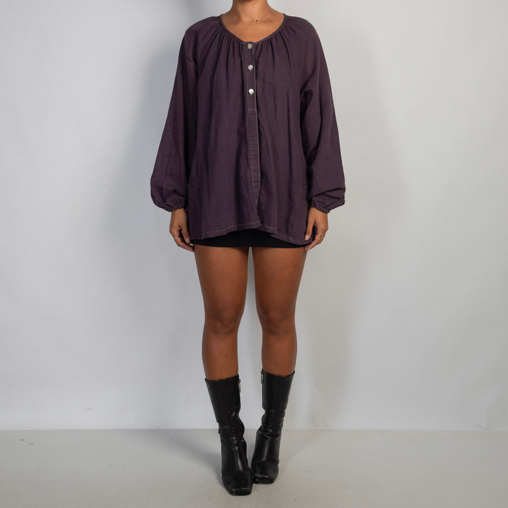 INDIGO LINEN BLOUSE
