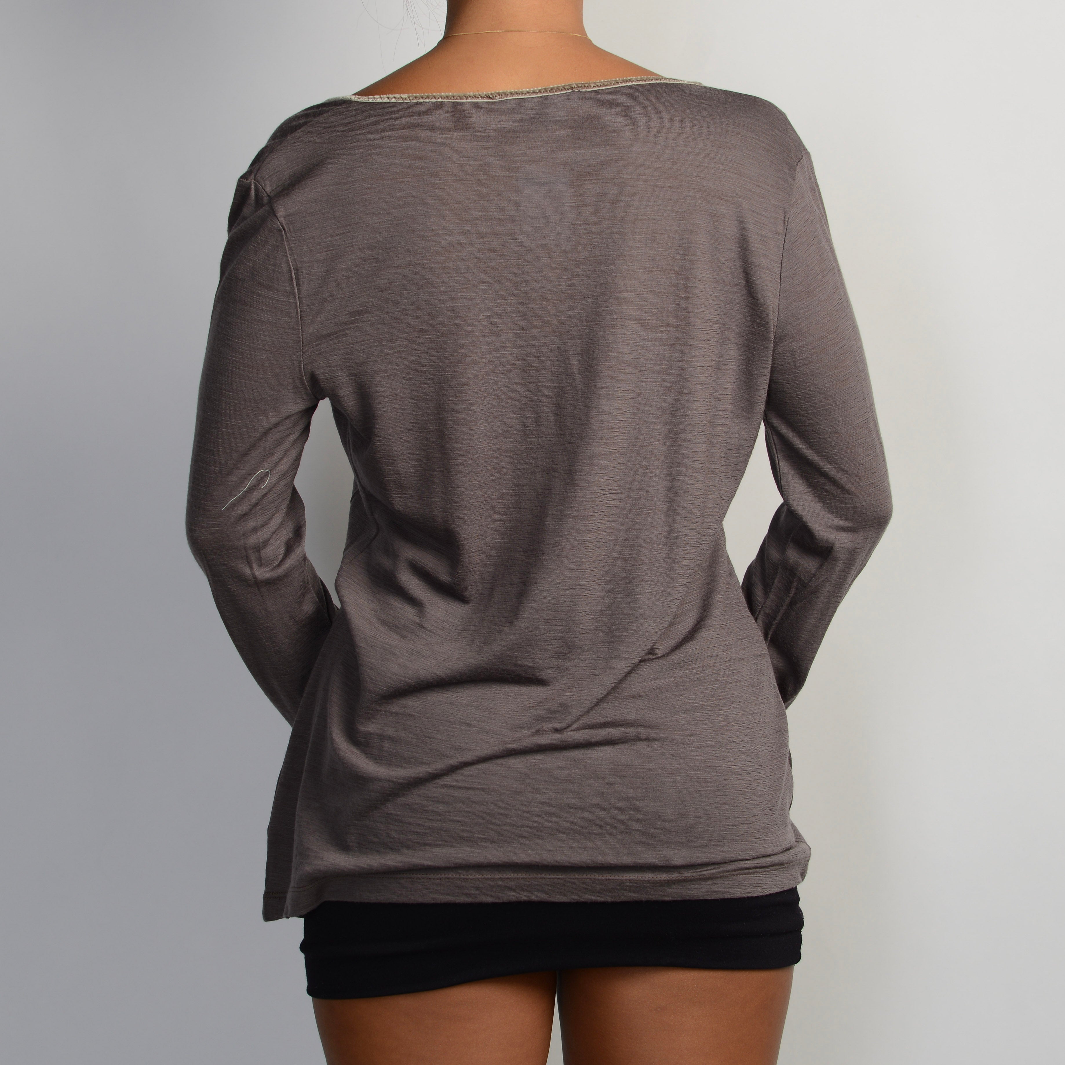 TAUPE WOOL HENLEY SHIRT