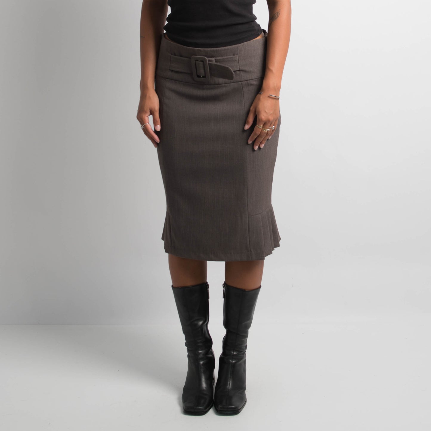 TAUPE MIDI SKIRT