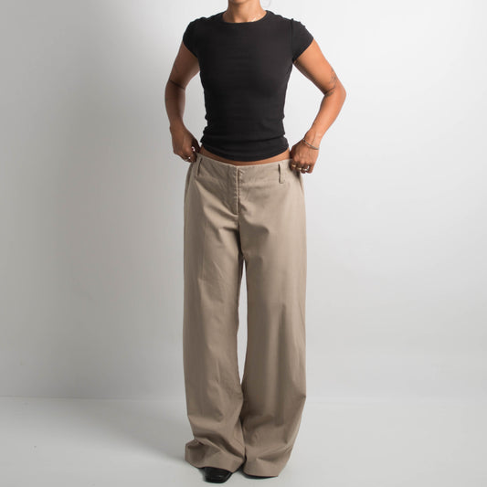 BEIGE WIDE LEG TROUSERS