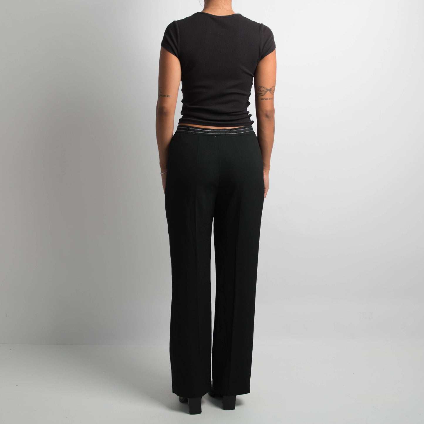 BLACK HIGH WAISTED TROUSERS