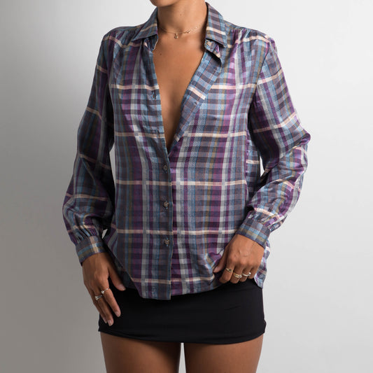 SATIN GINGHAM BLOUSE