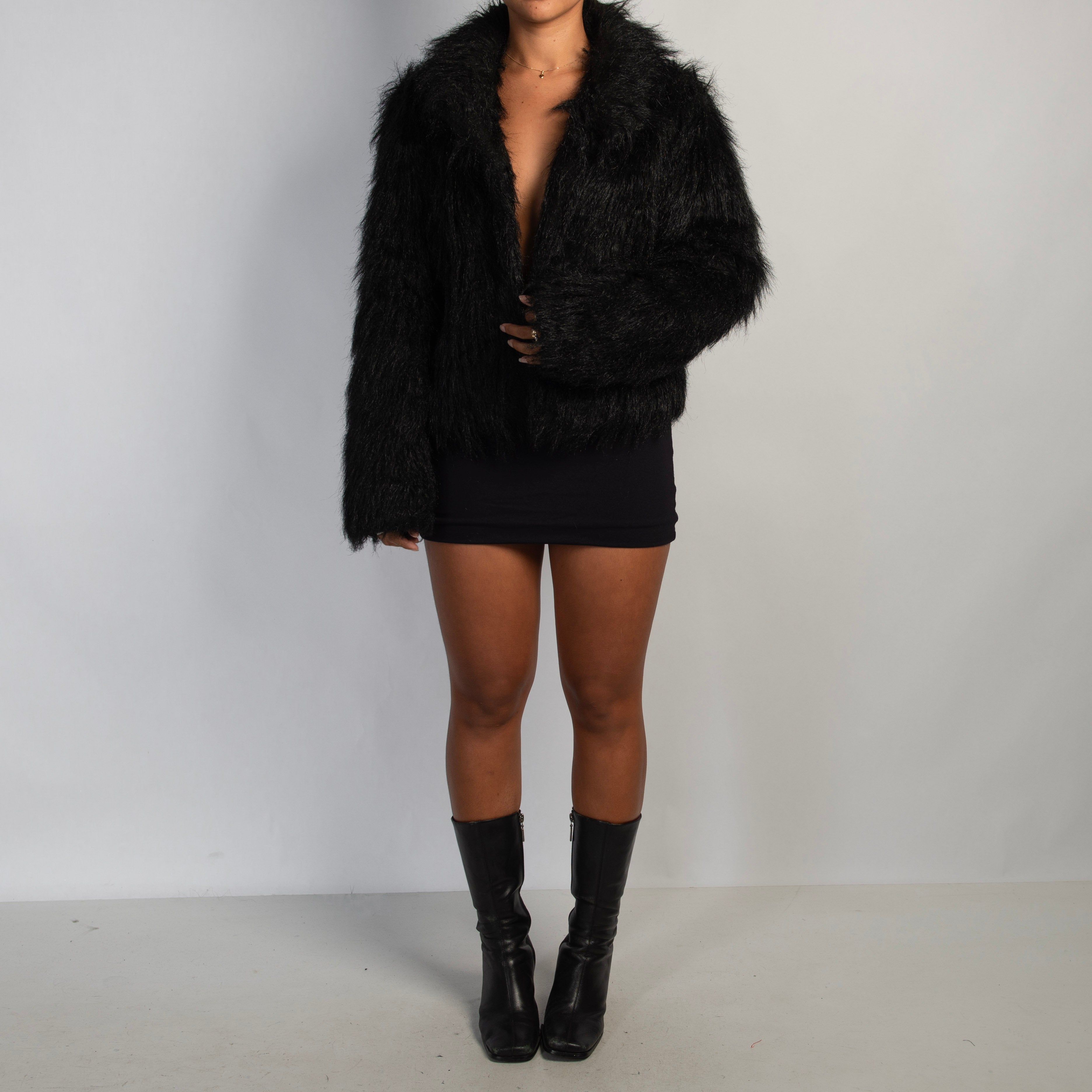 BLACK FAUX FUR JACKET
