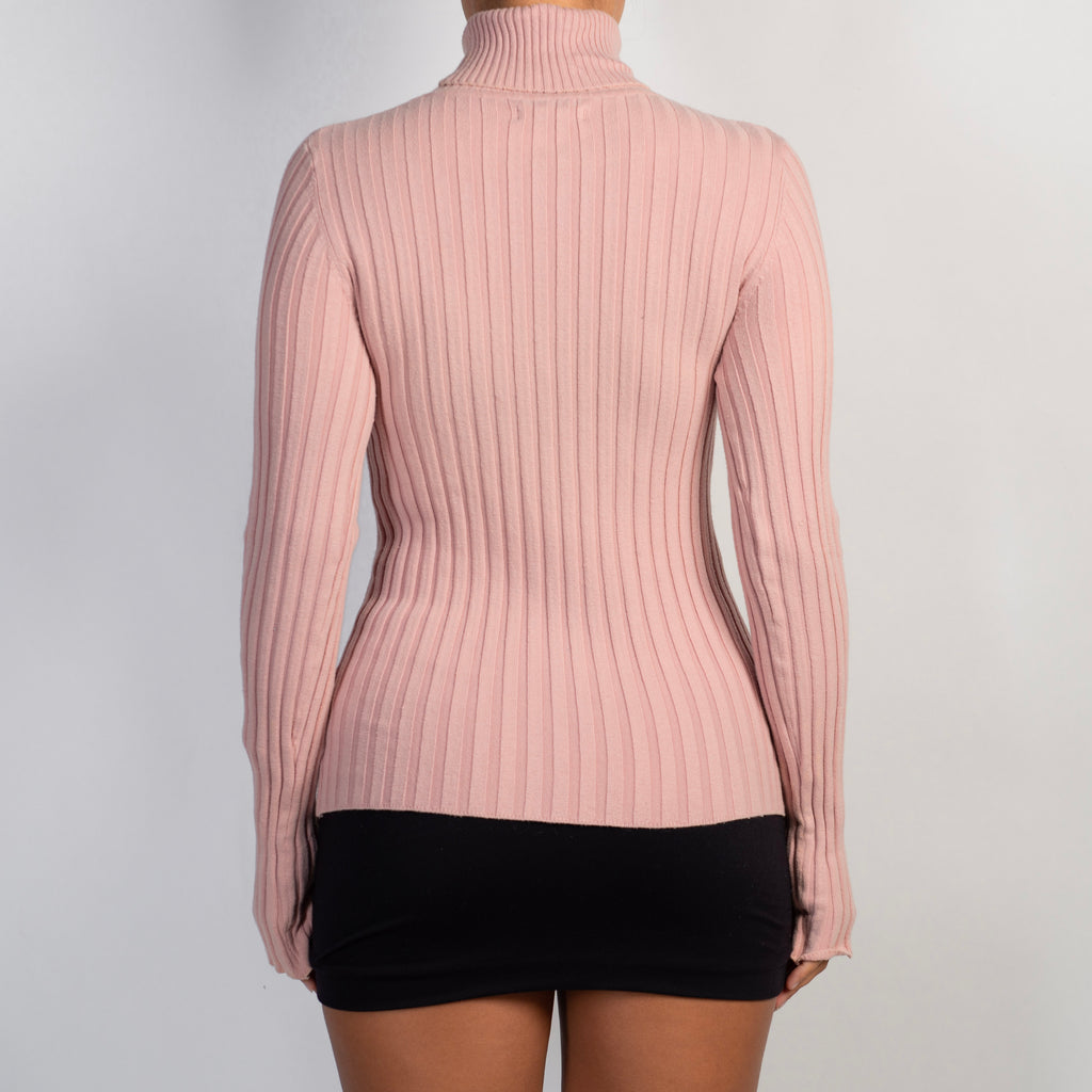 PINK RIB TURTLENECK TOP