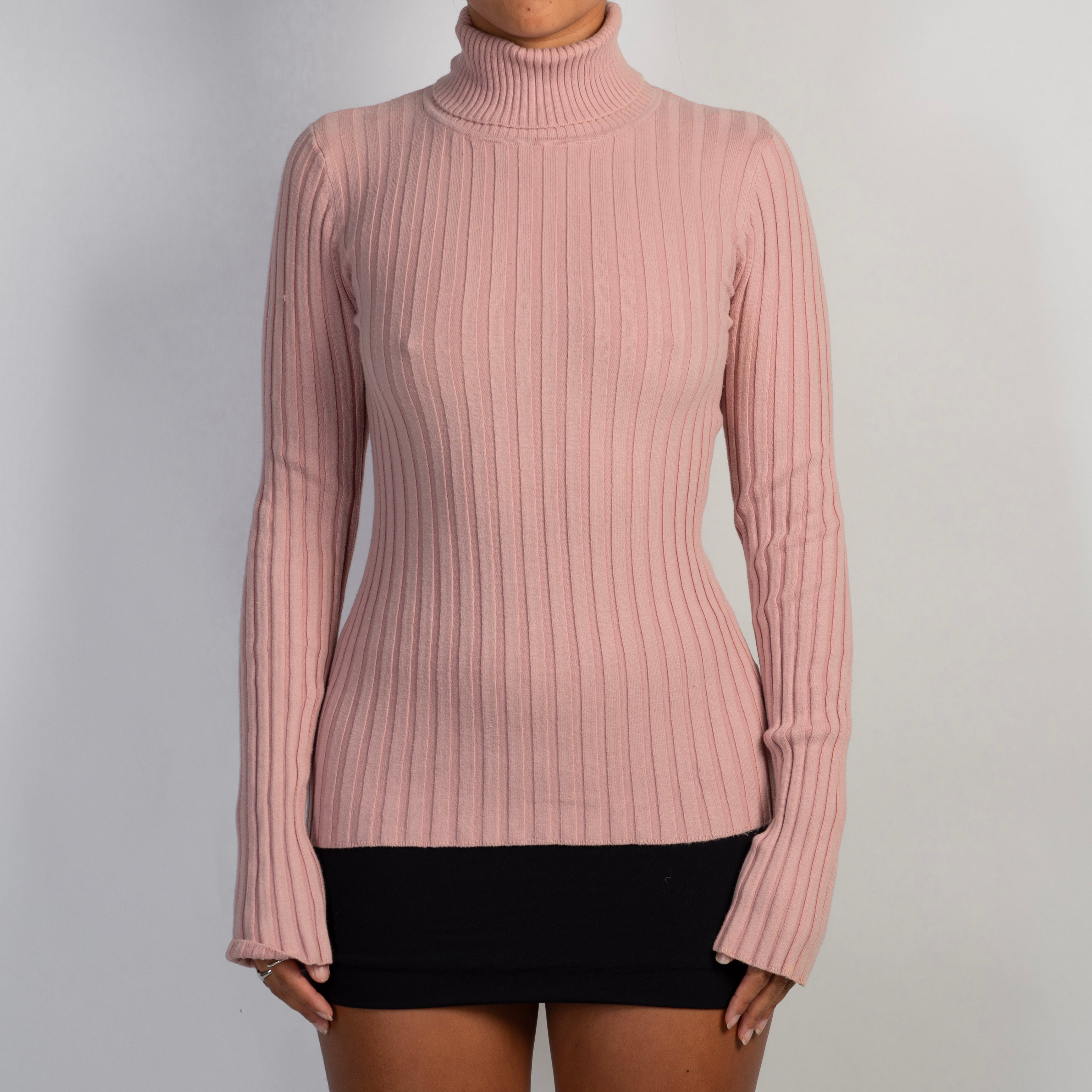 PINK RIB TURTLENECK TOP