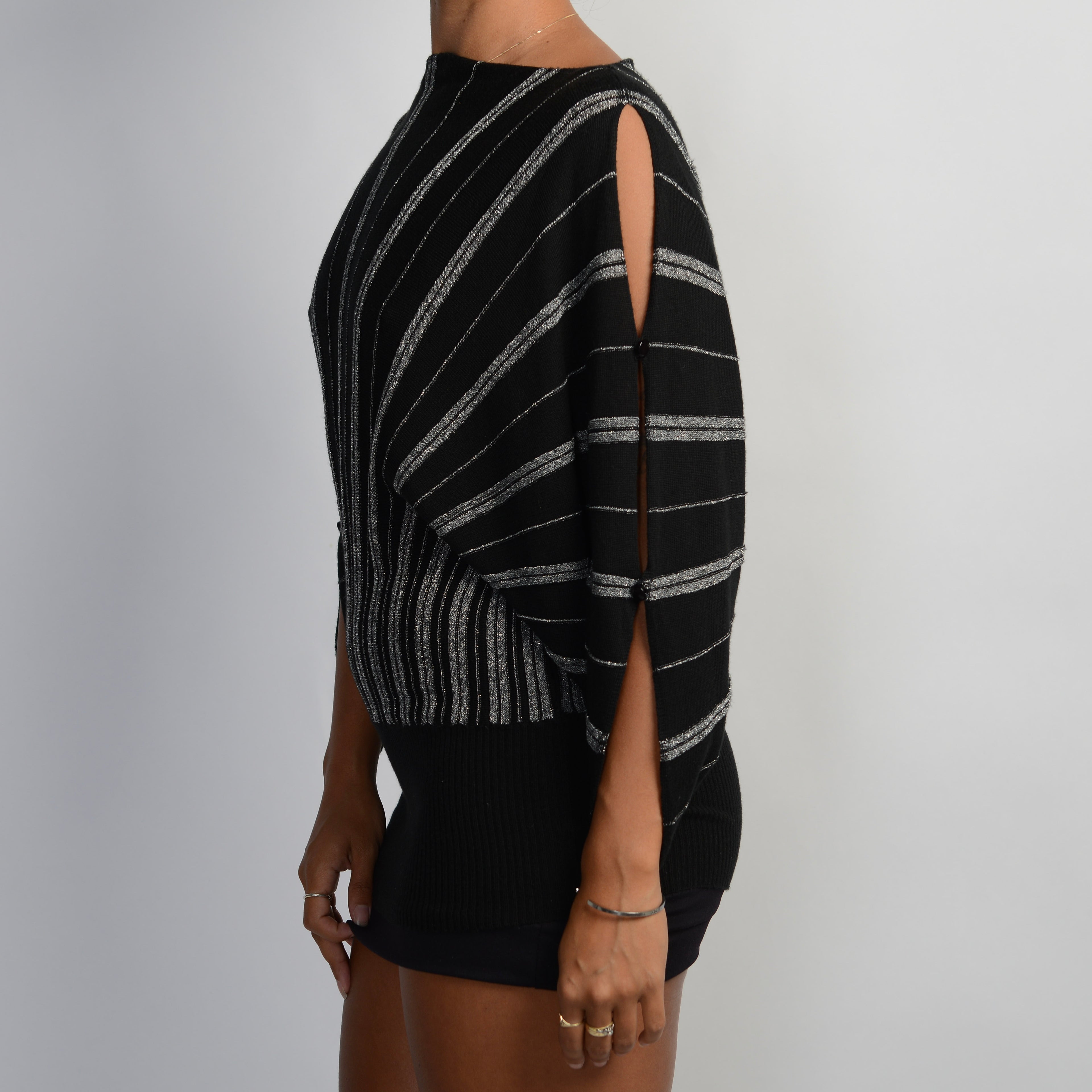 STRIPE BATWING KNIT TOP