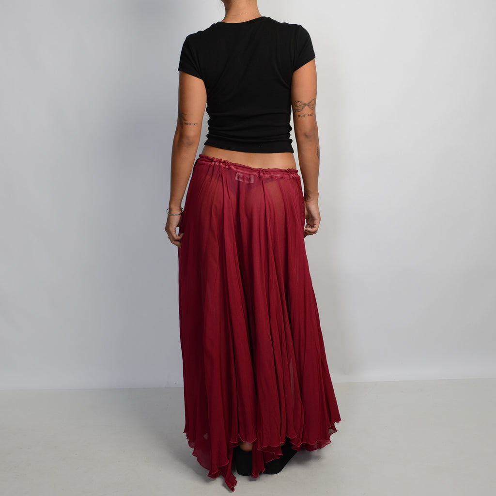 RASPBERRY SHEER MAXI SKIRT