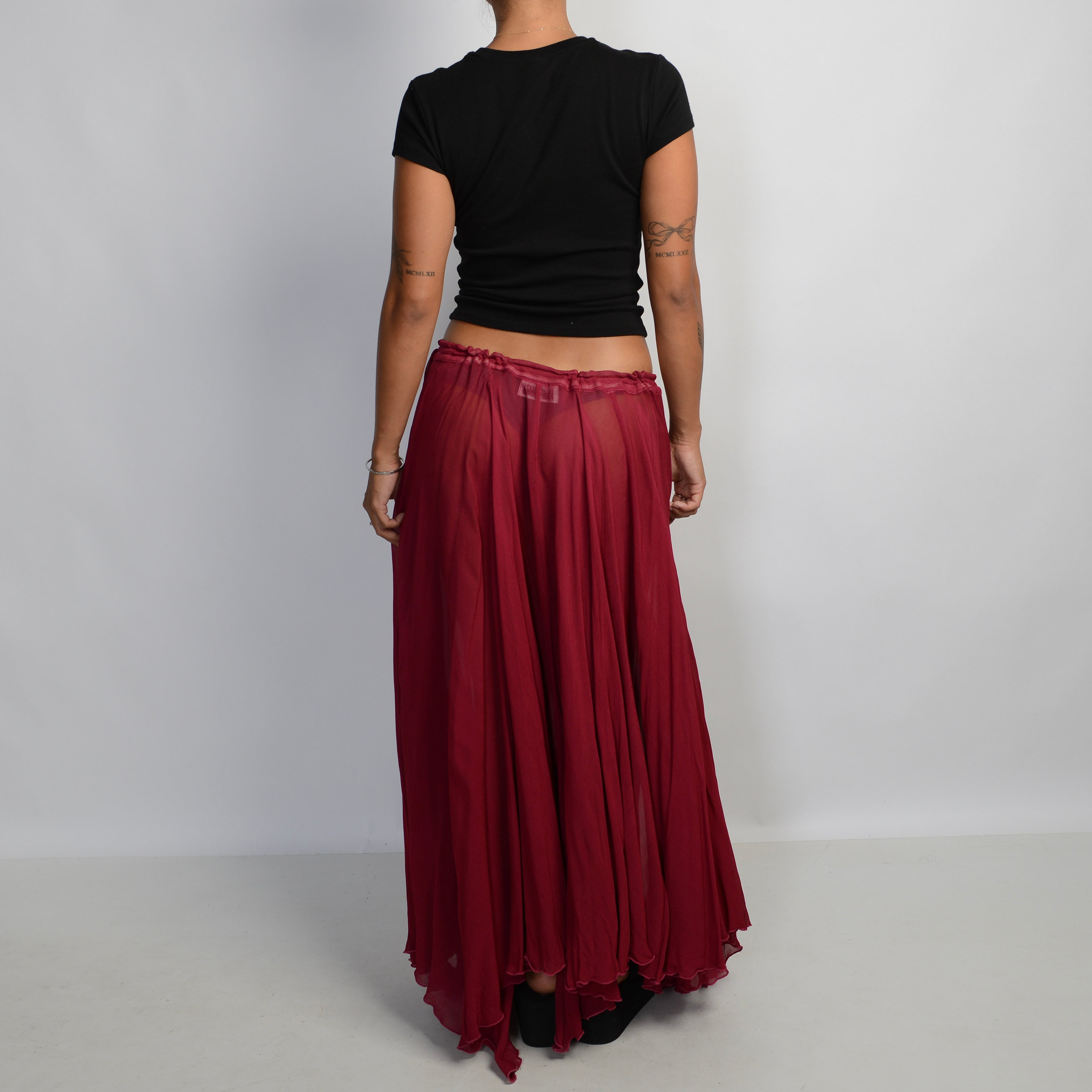 RASPBERRY SHEER MAXI SKIRT