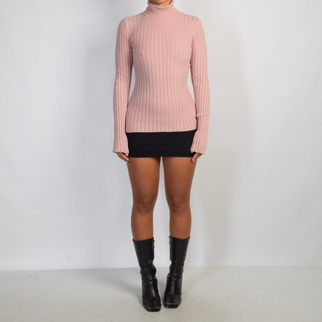 PINK RIB TURTLENECK TOP