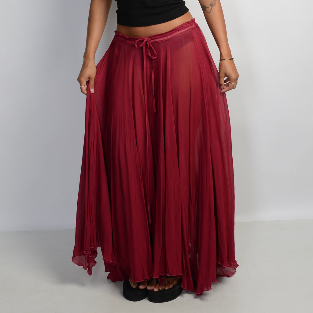 RASPBERRY SHEER MAXI SKIRT