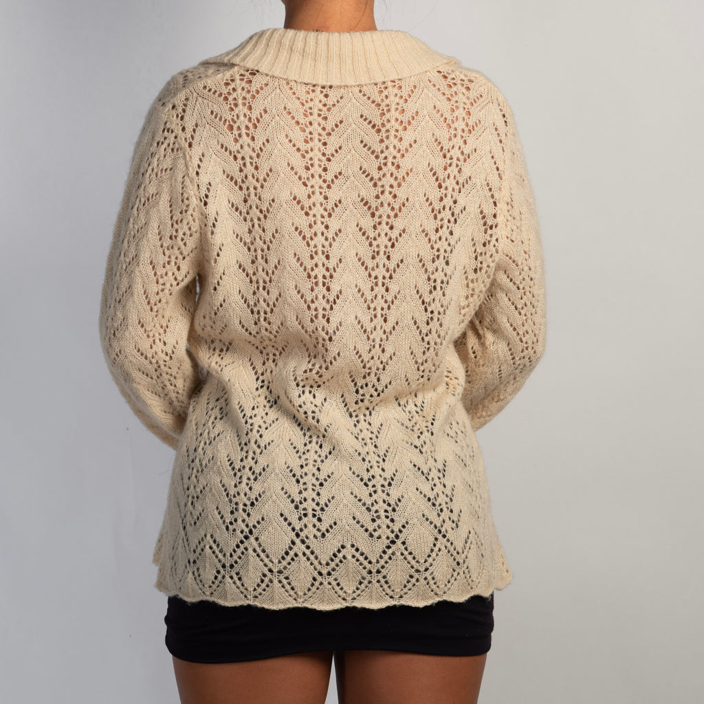 BEIGE LOOSE KNIT CARDIGAN