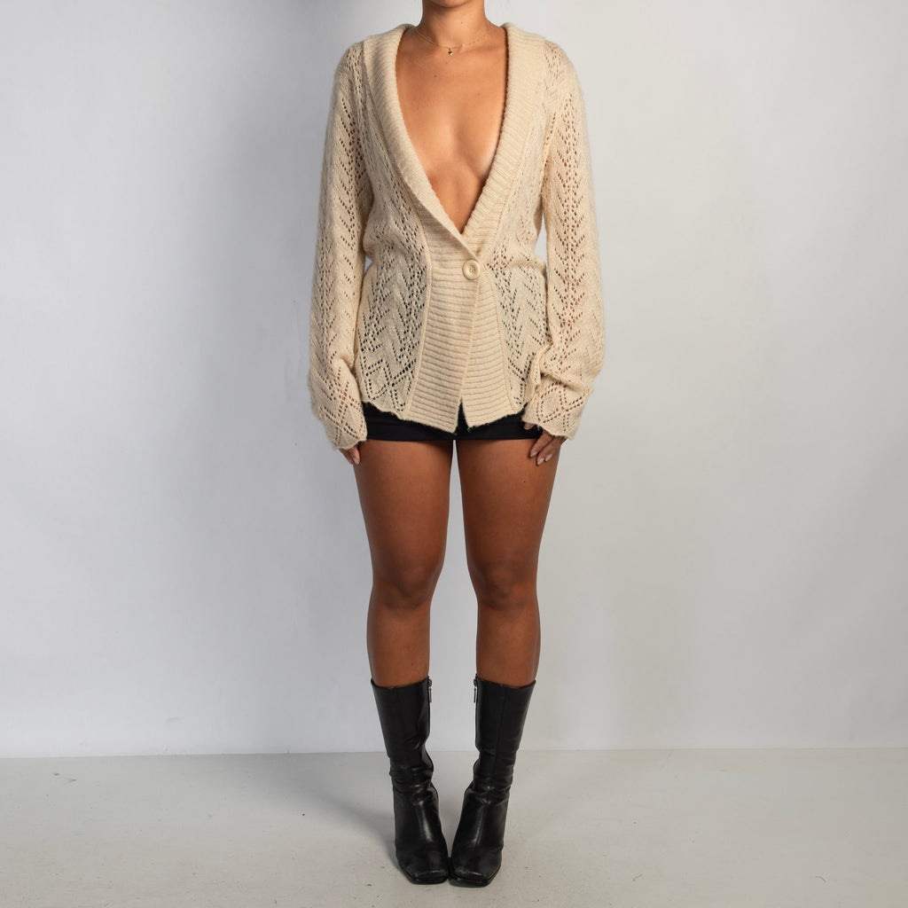 BEIGE LOOSE KNIT CARDIGAN