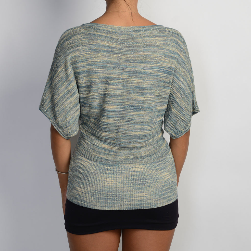 KNIT STRIPE BATWING TOP