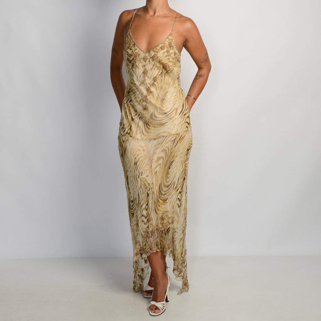 ANIMAL PRINT BEADED GOWN