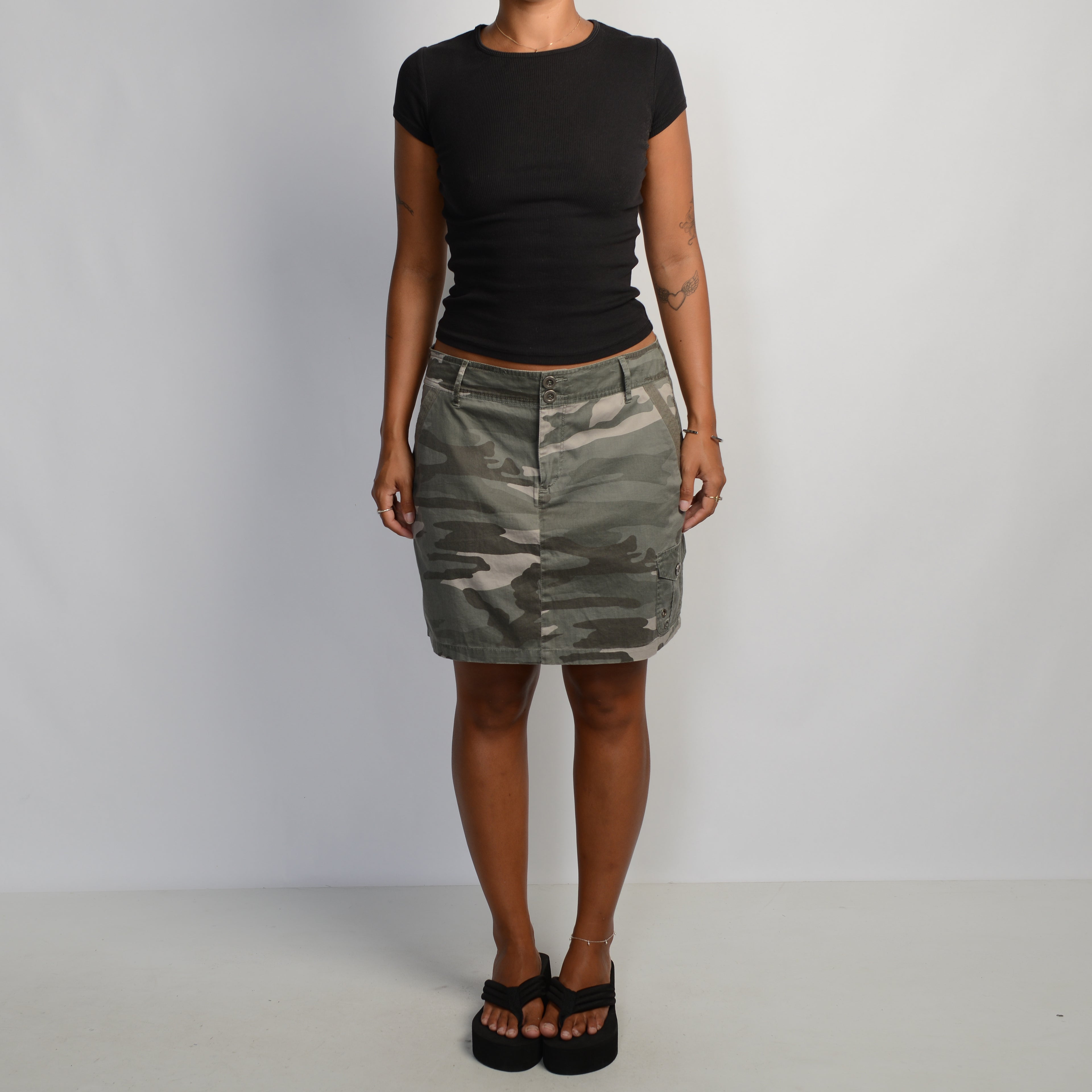 KHAKI CAMOUFLAGE SKIRT