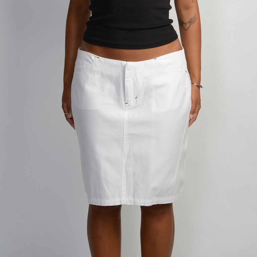 WHITE MIDI SKIRT