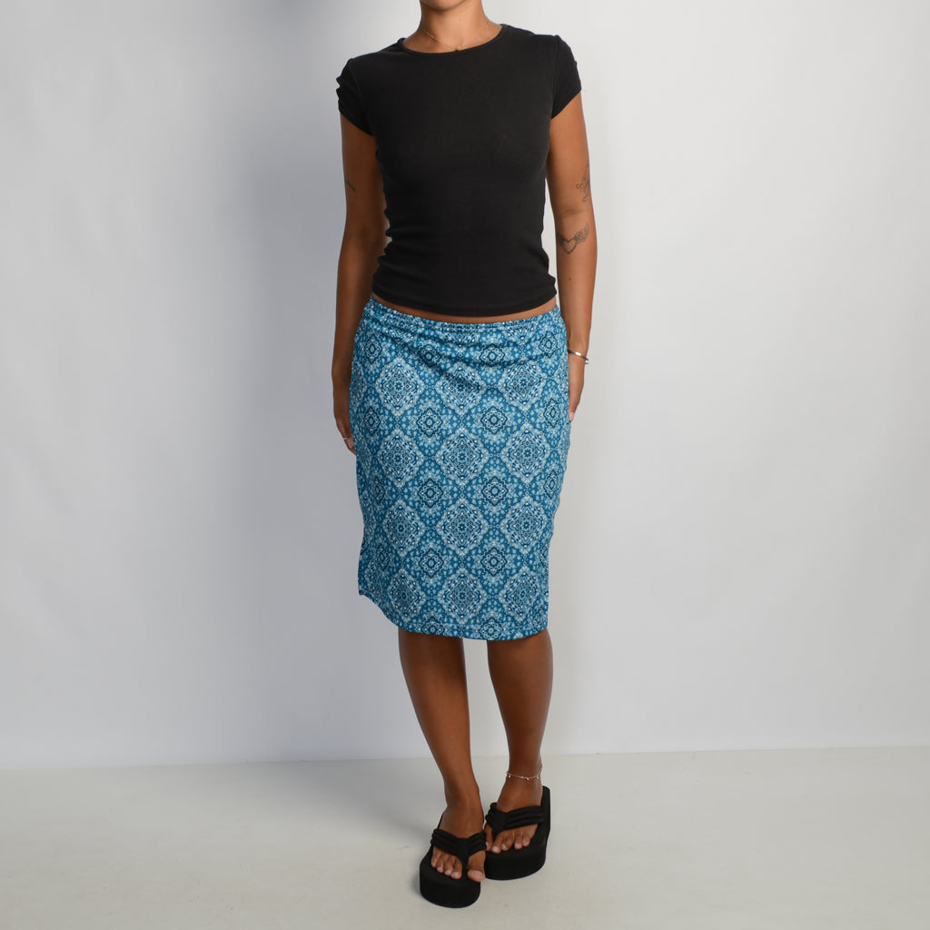 TEAL PAISLEY MIDI SKIRT