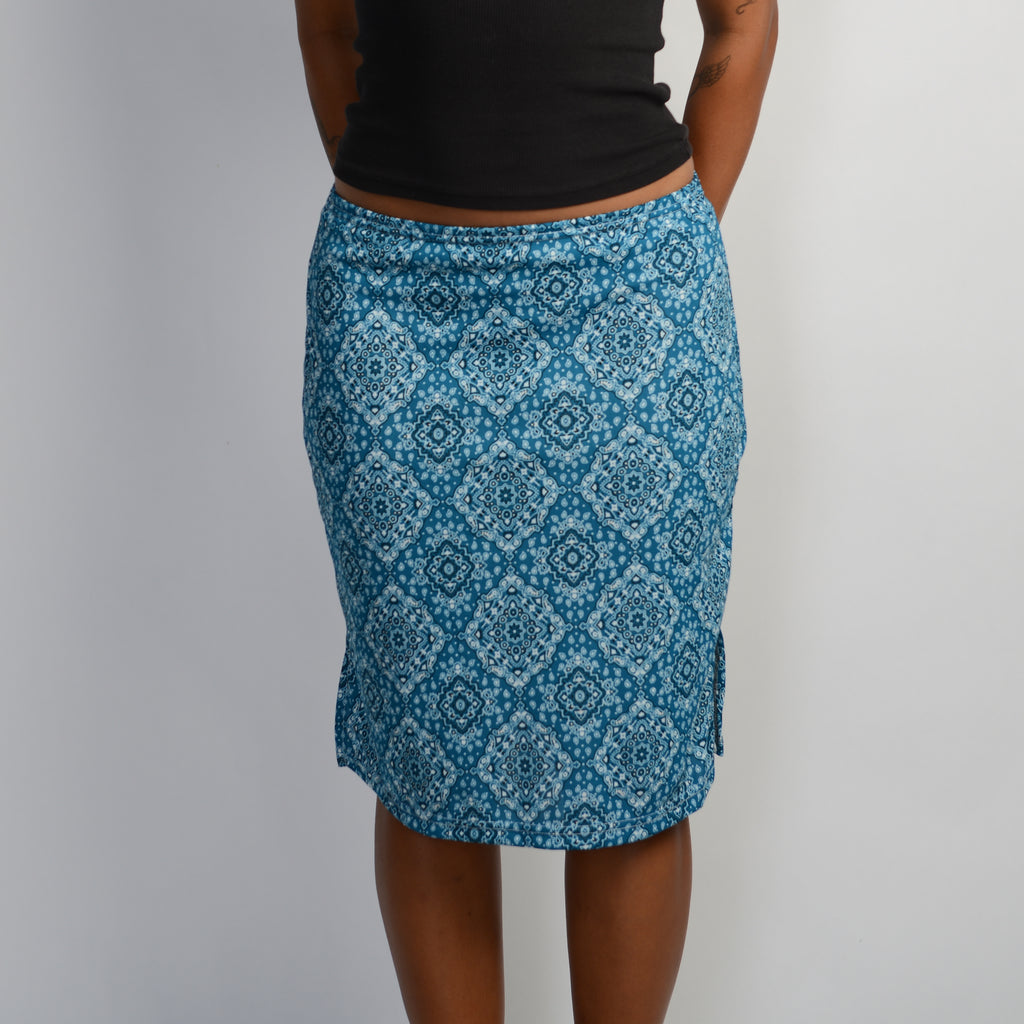 TEAL PAISLEY MIDI SKIRT