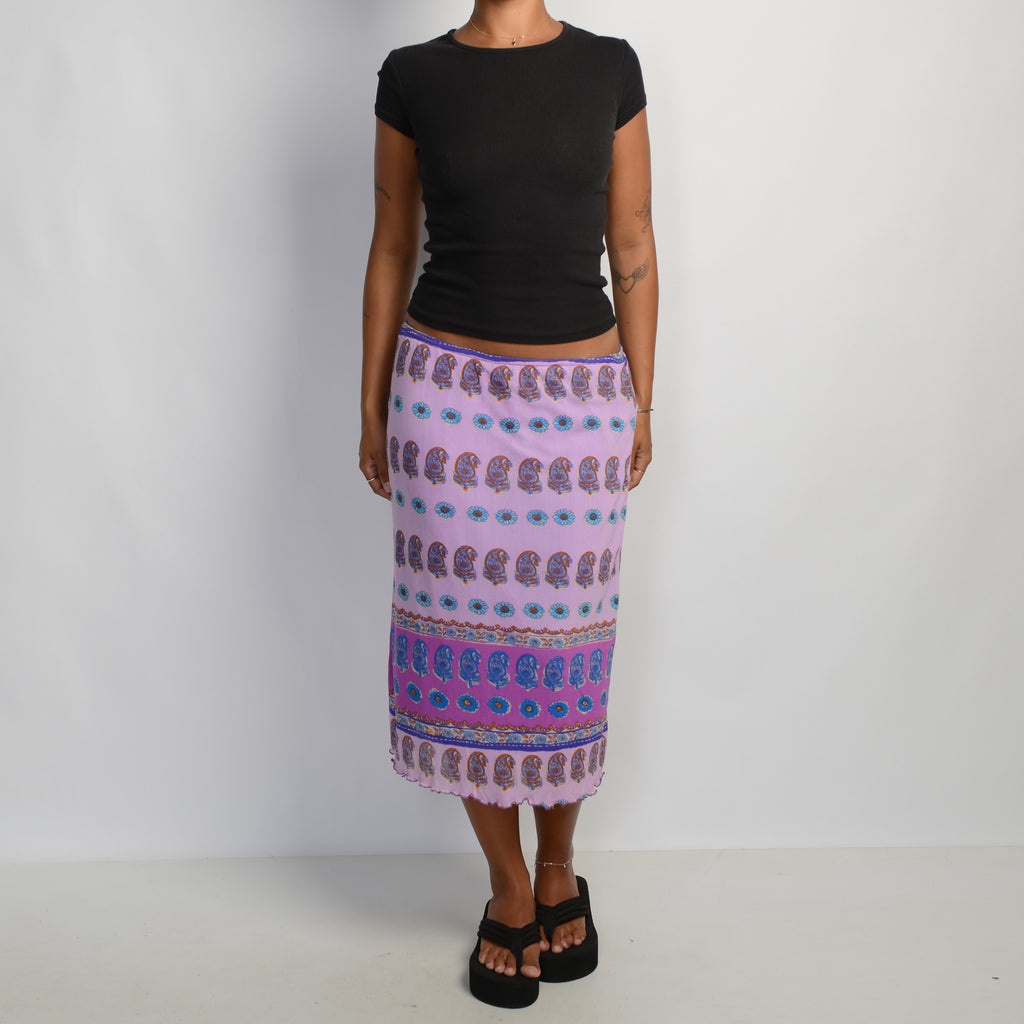 PAISLEY MESH MIDI SKIRT
