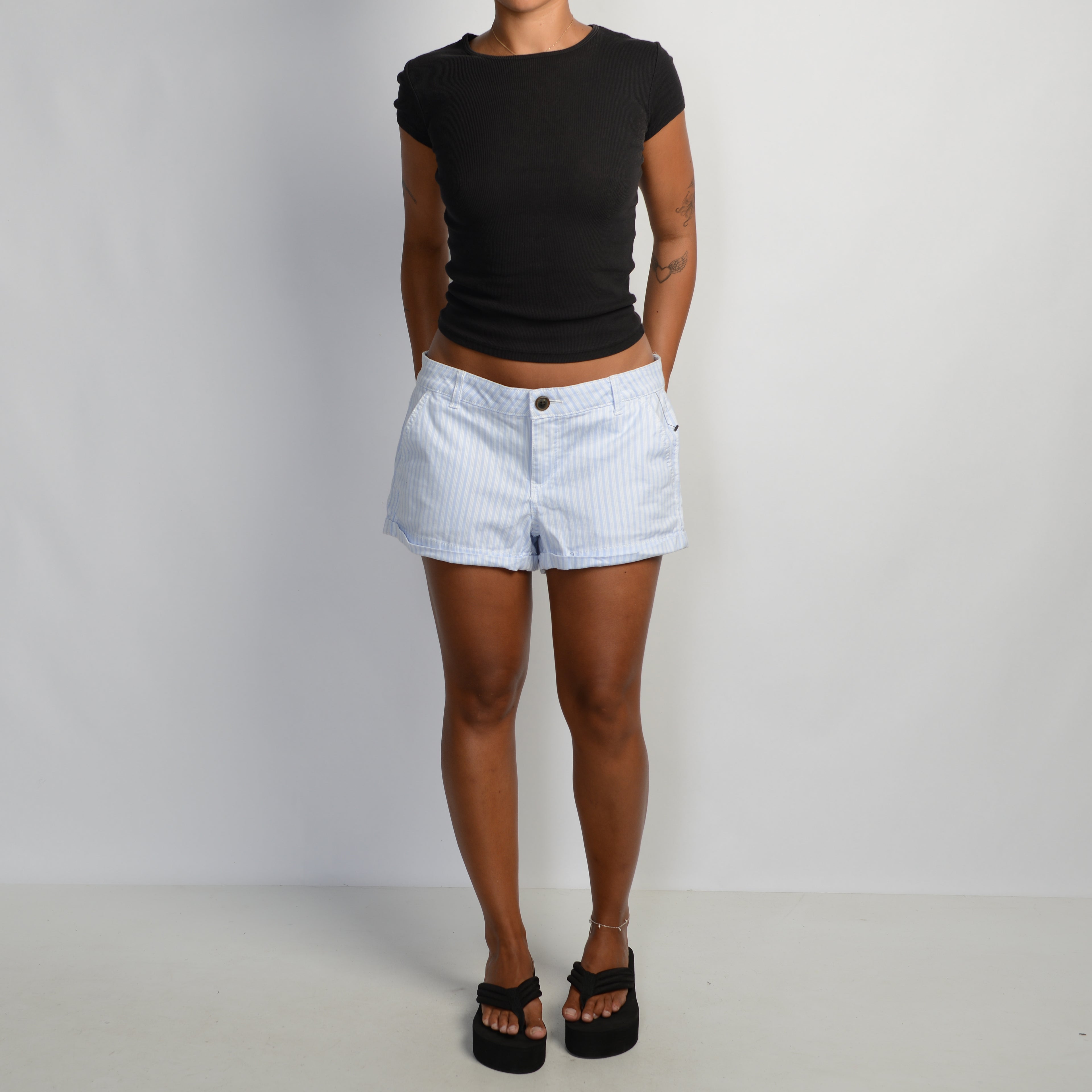 BLUE STRIPE MINI SHORTS