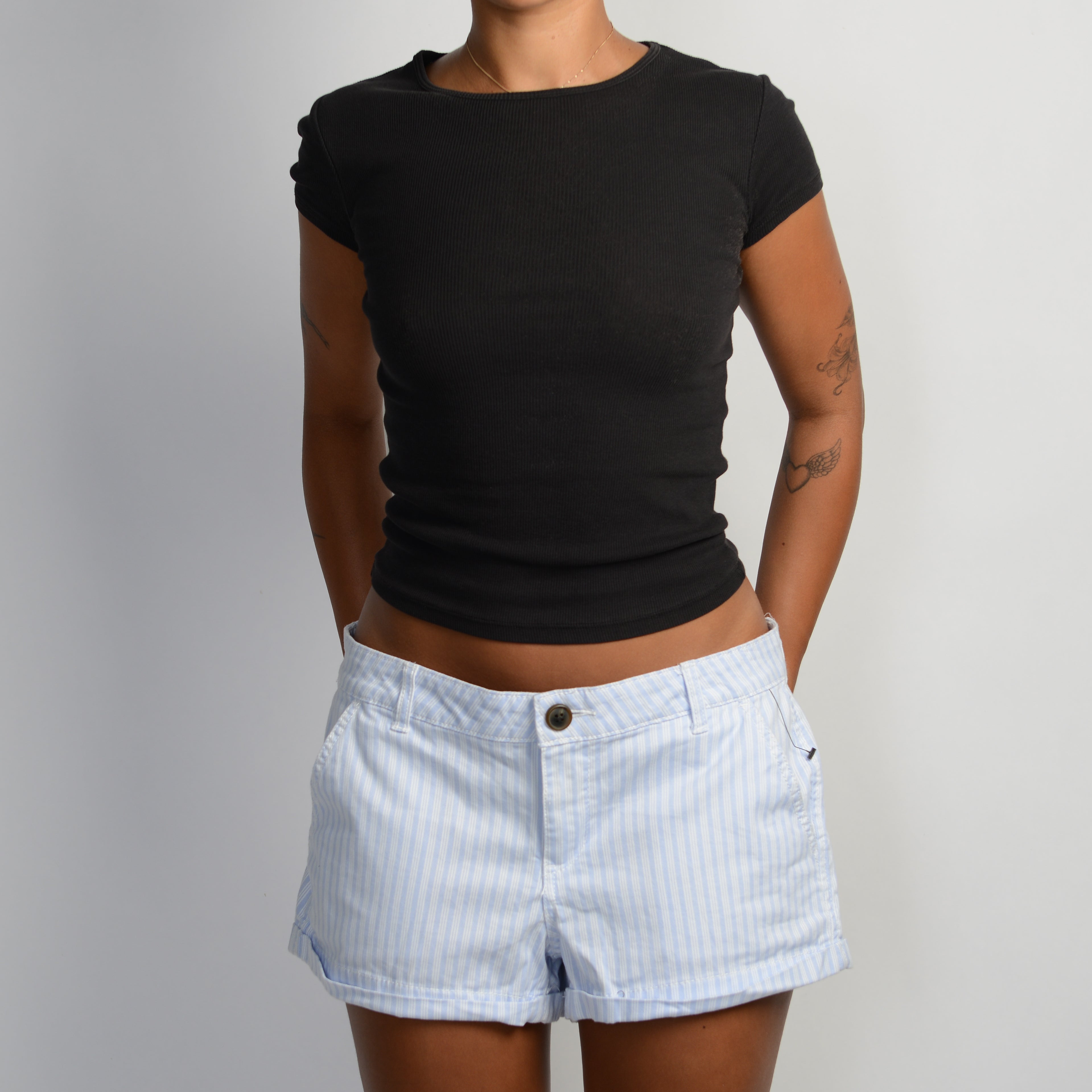 BLUE STRIPE MINI SHORTS