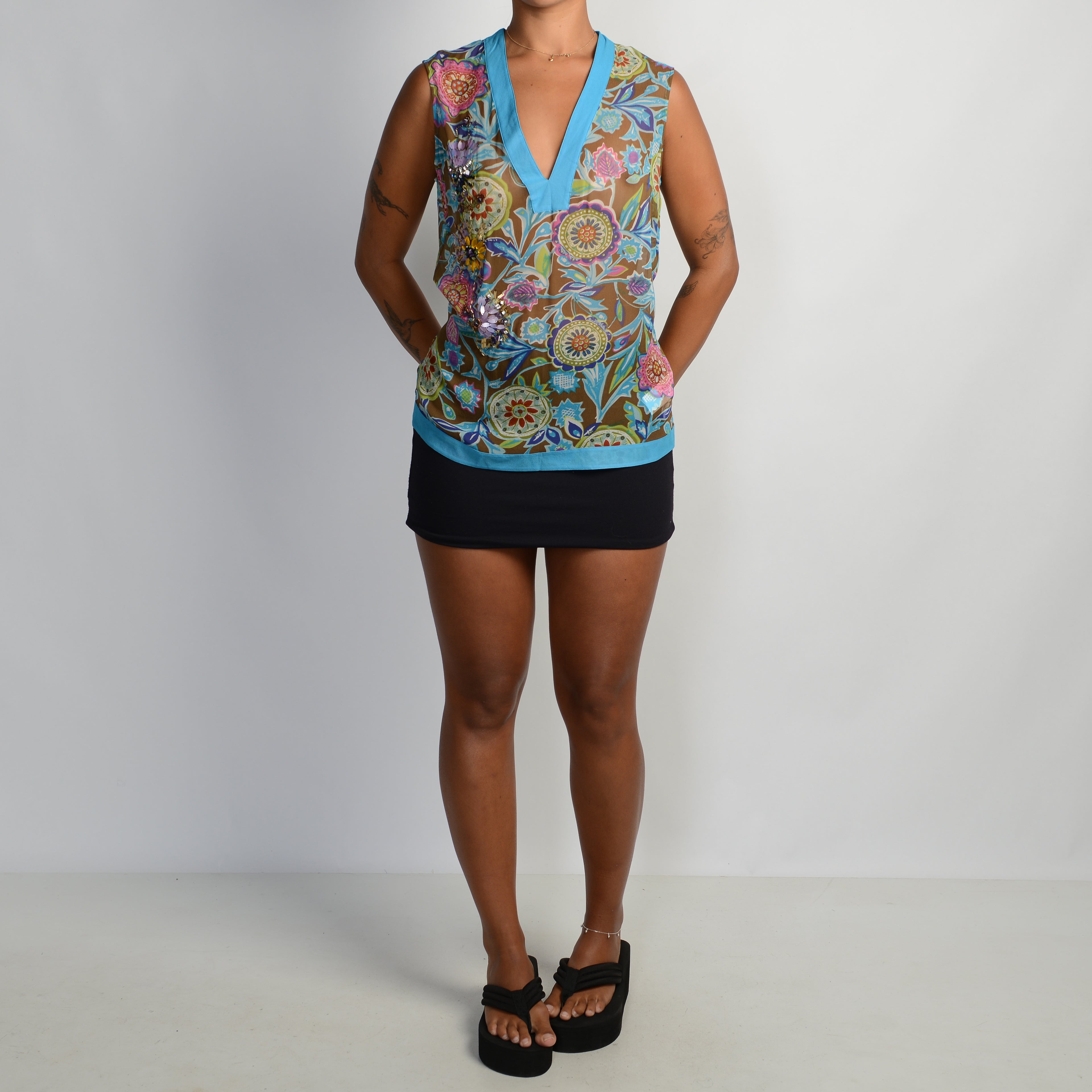 SILK SHEER BEADED TOP