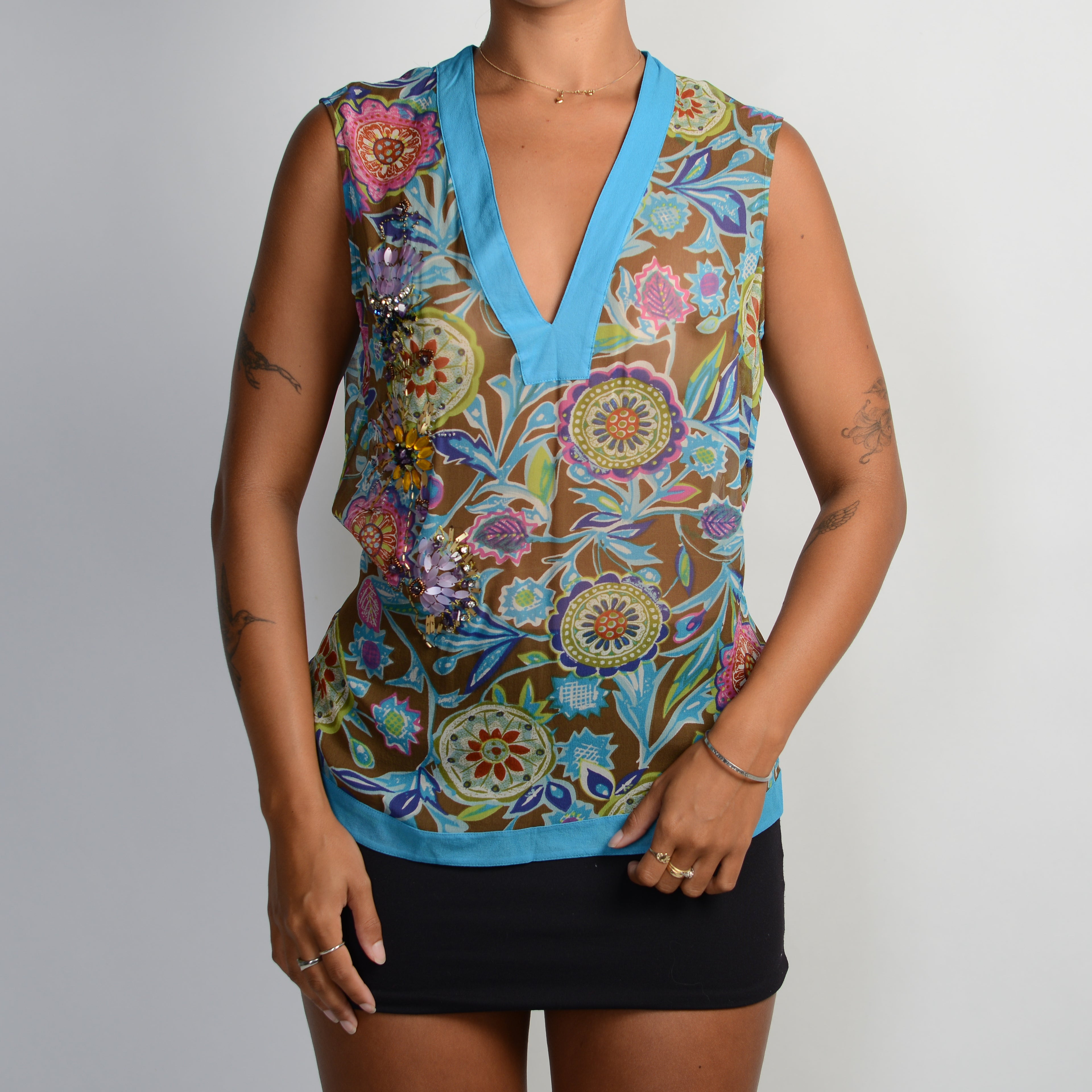 SILK SHEER BEADED TOP