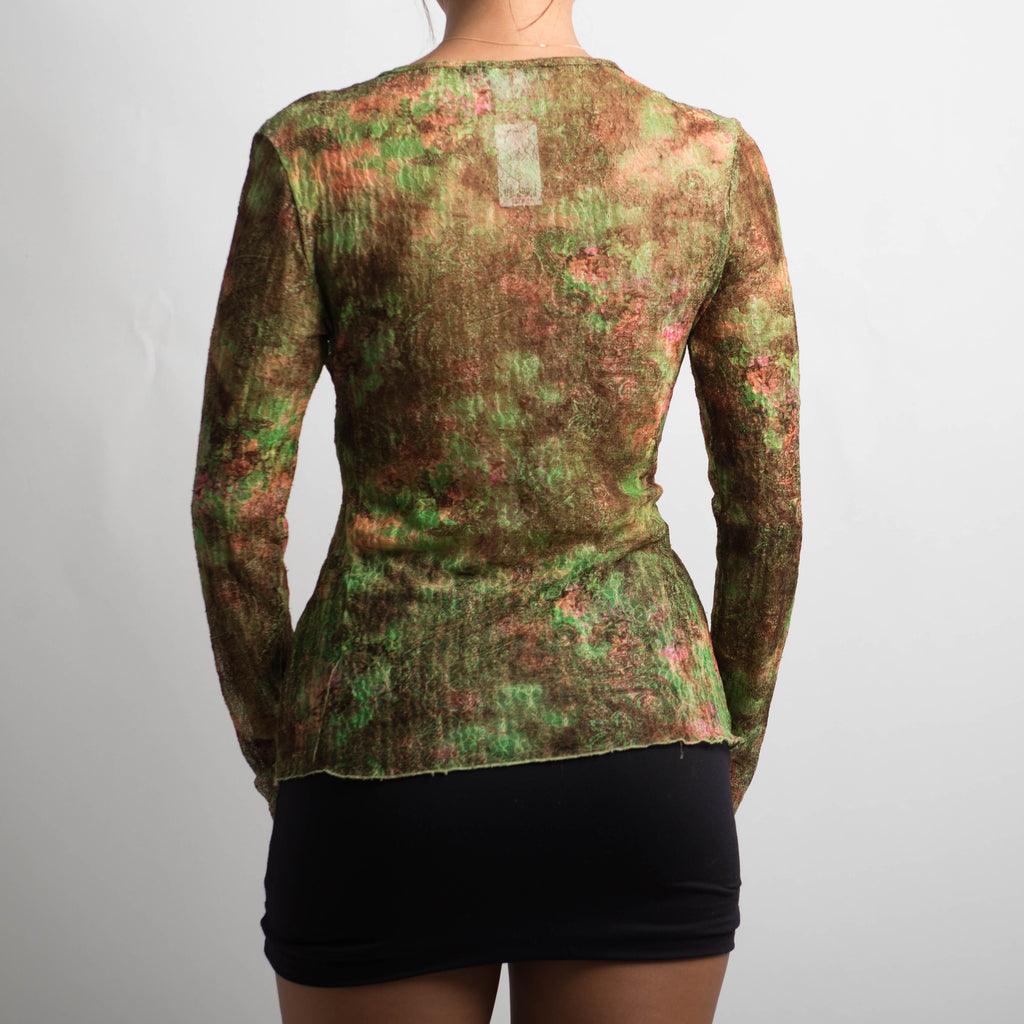 GREEN MESH PATTERNED TOP