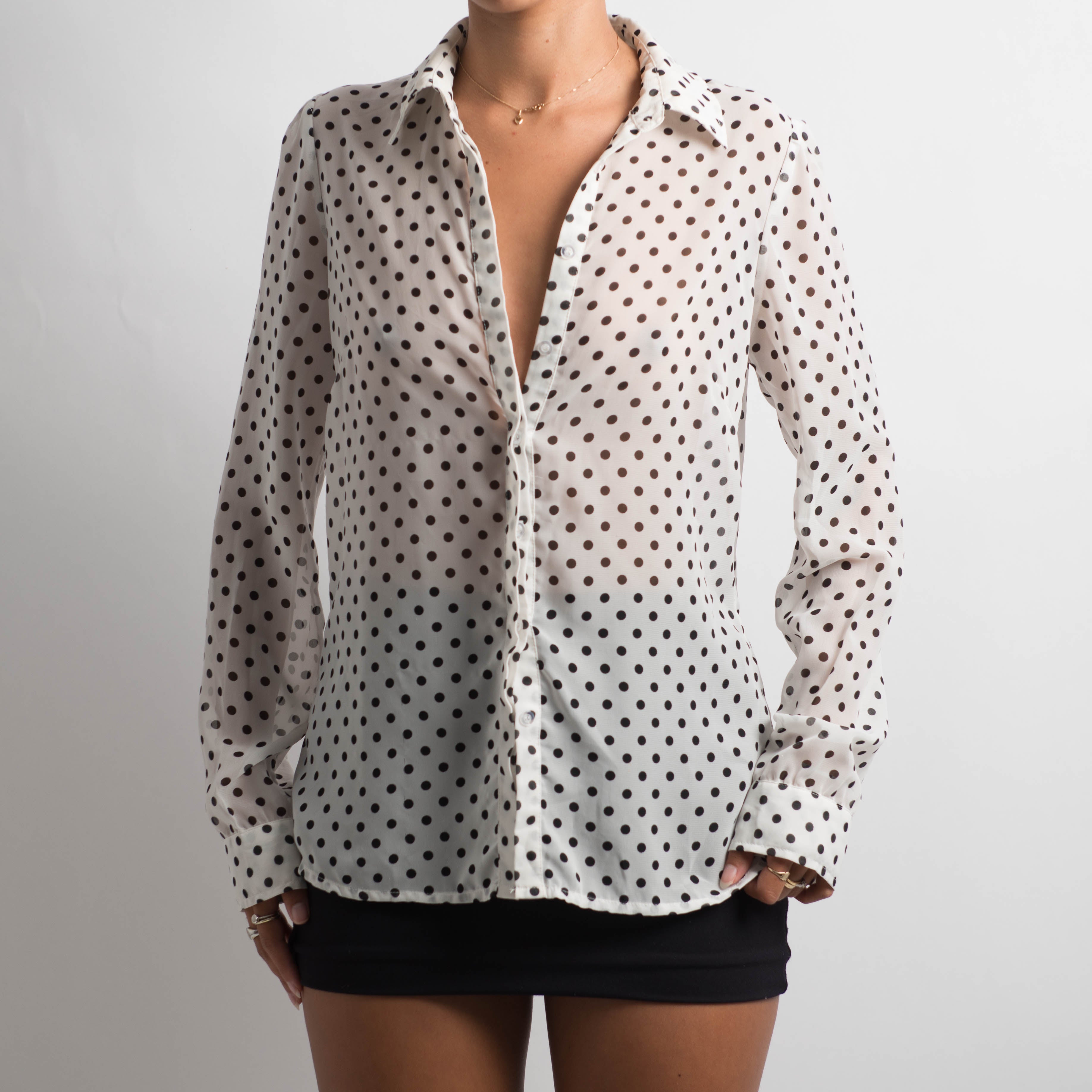 SHEER POLKA DOT BLOUSE