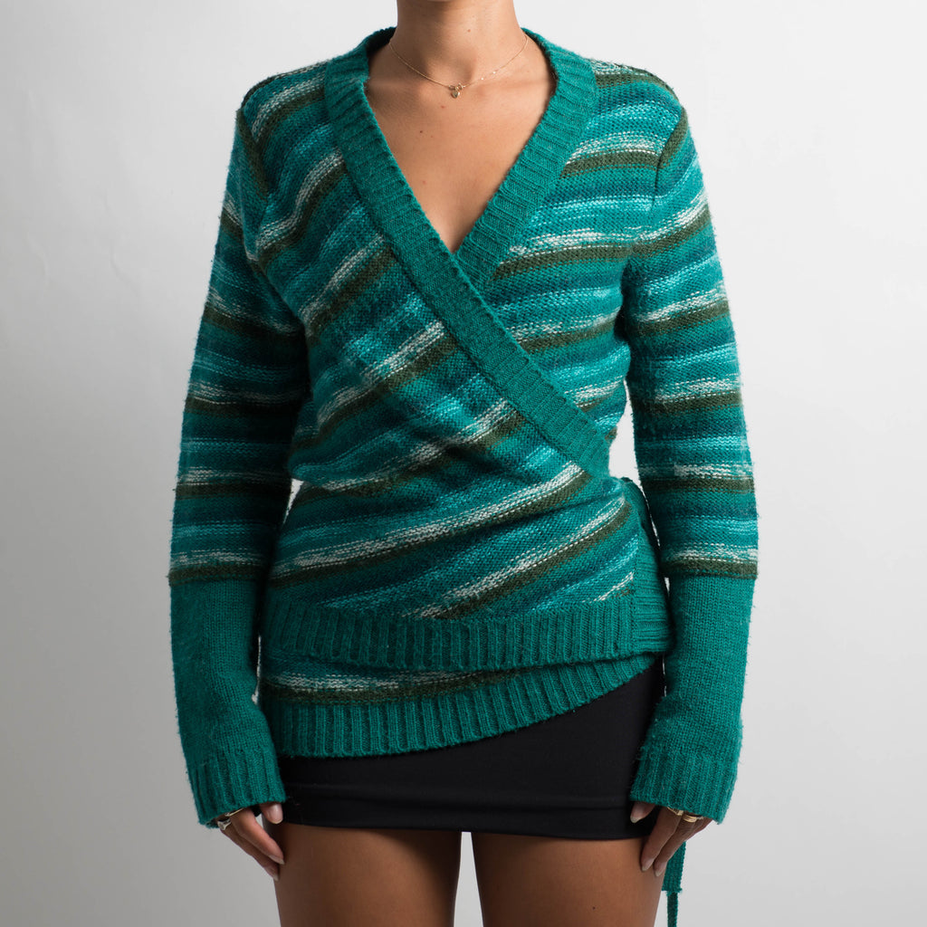 TEAL WOOL WRAP KNIT