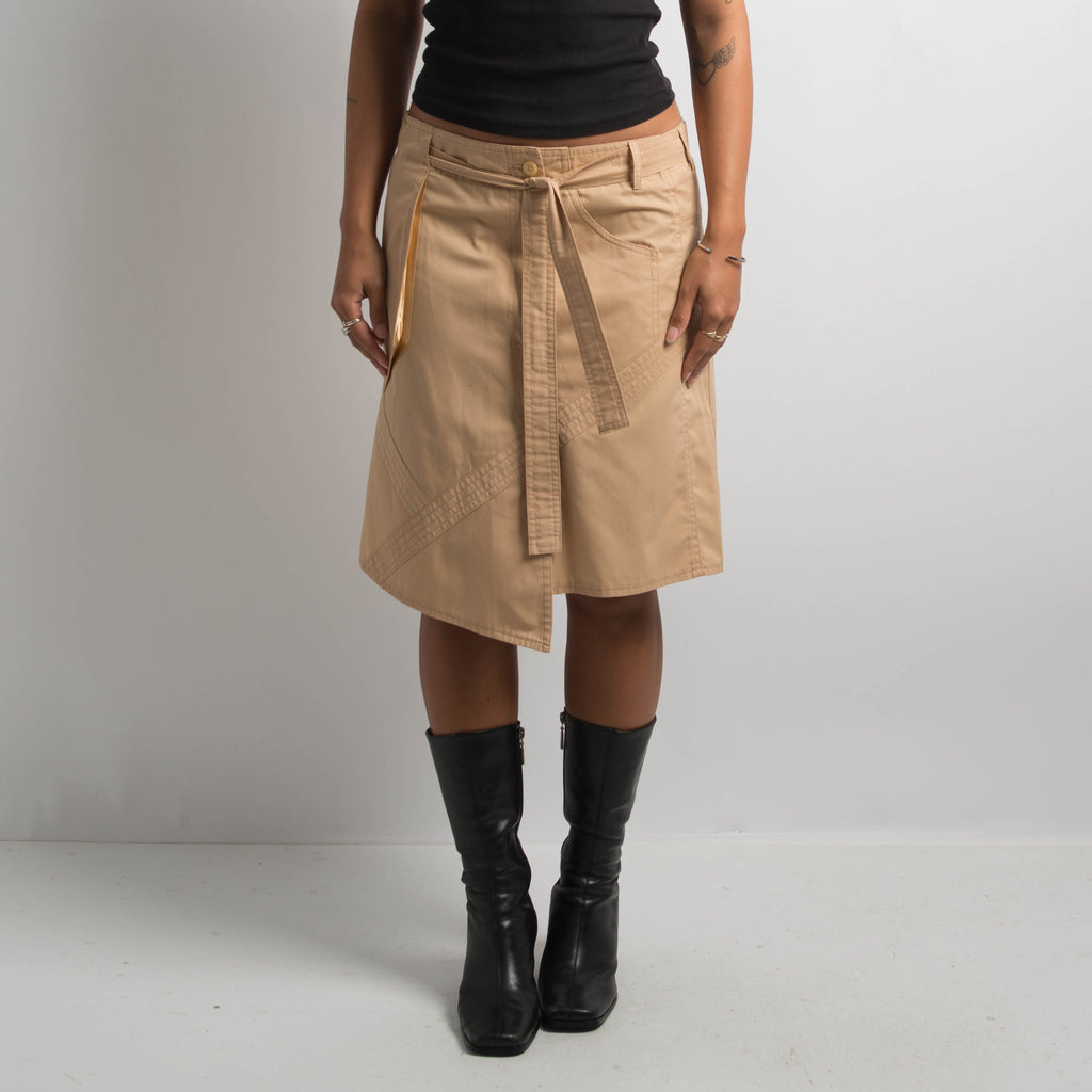 TAN CARGO MIDI SKIRT