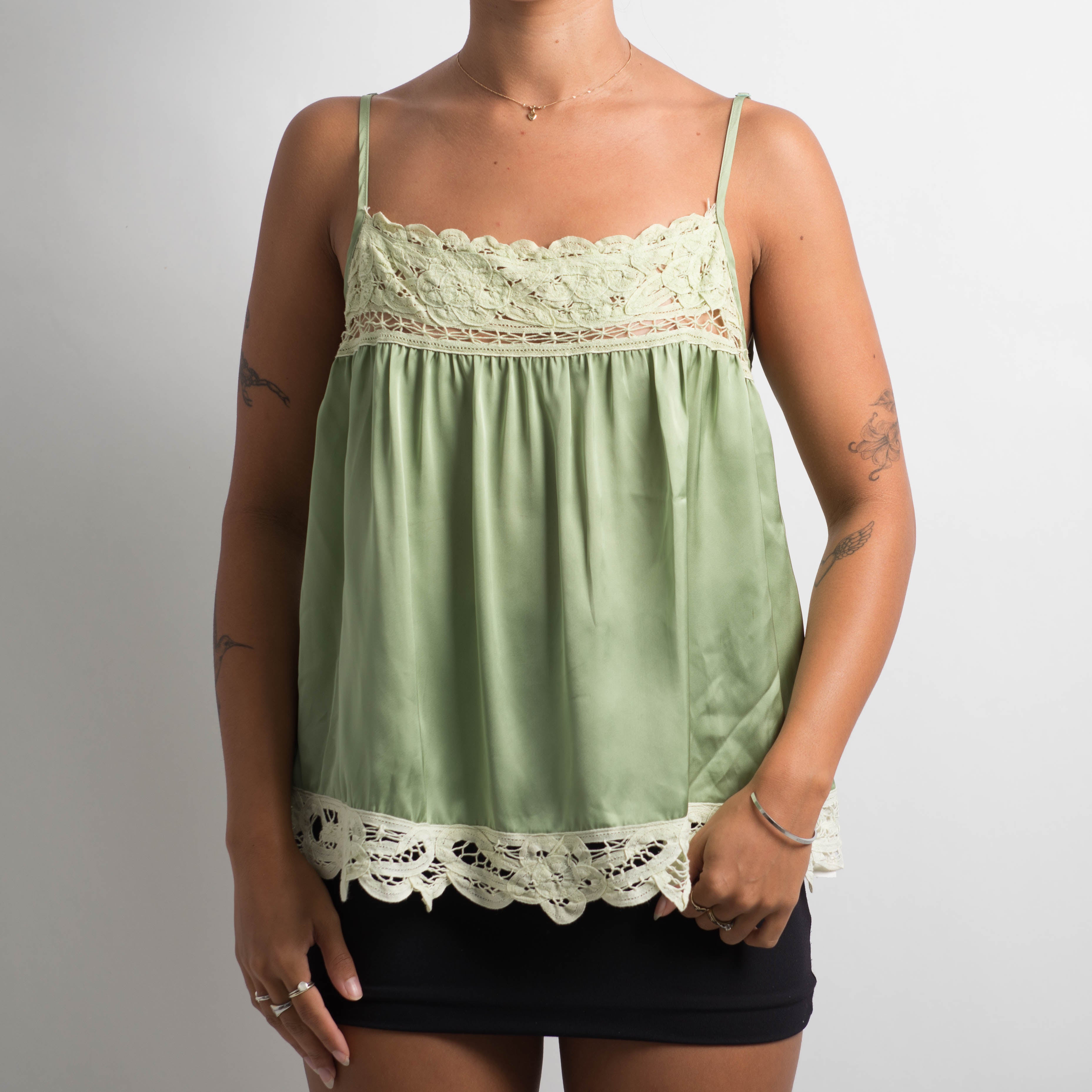 GREEN SATIN CAMISOLE