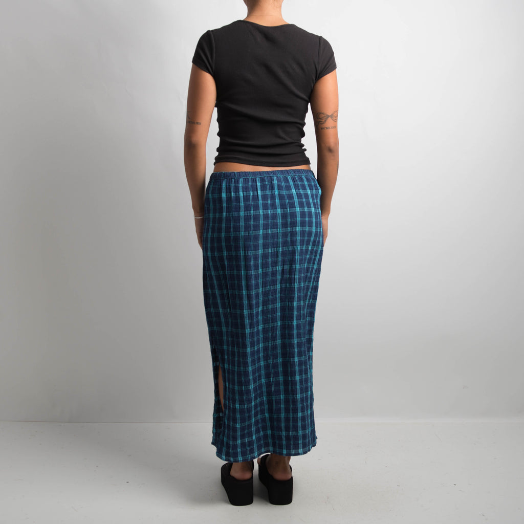 BLUE TEXTURED MAXI SKIRT