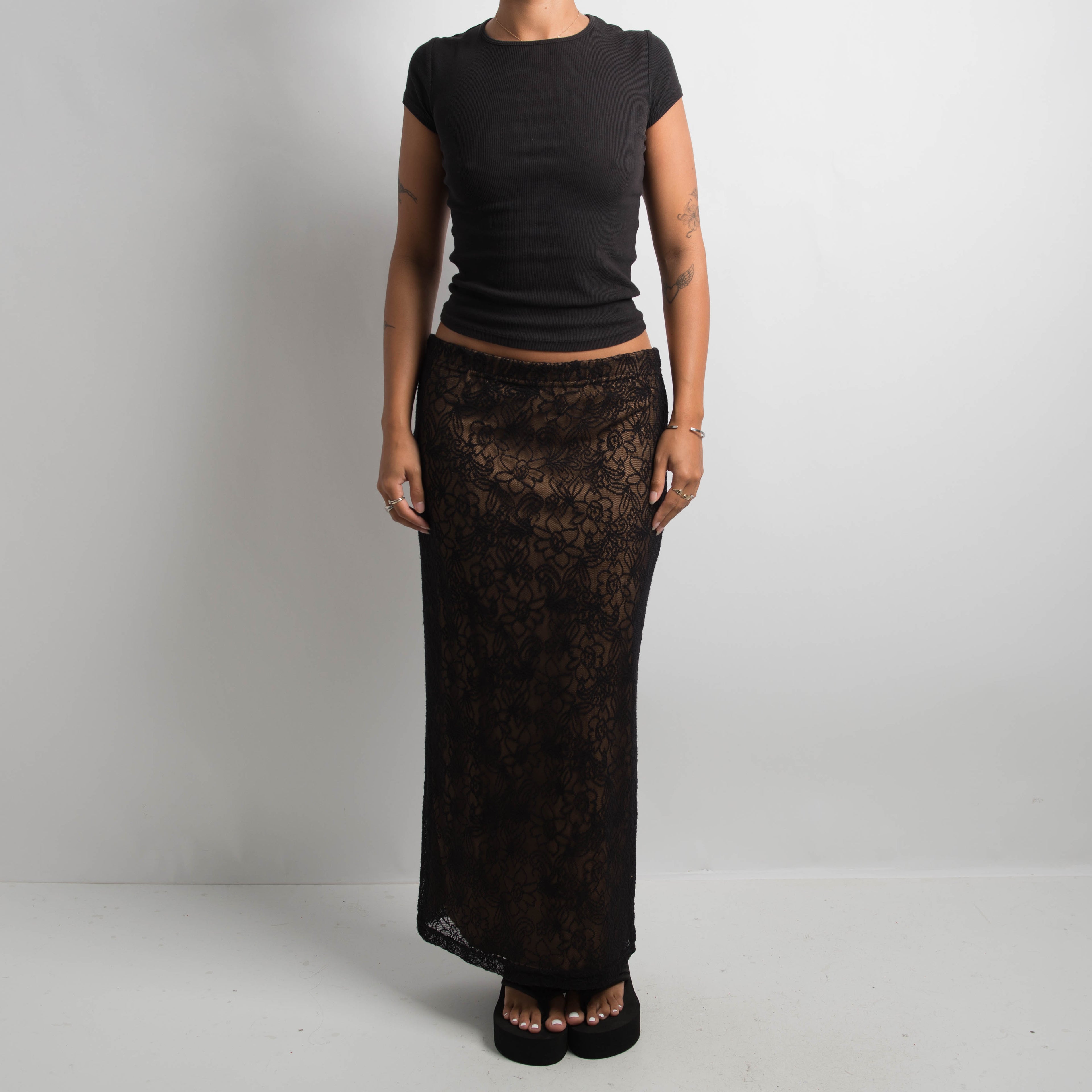 BLACK LACE MAXI SKIRT