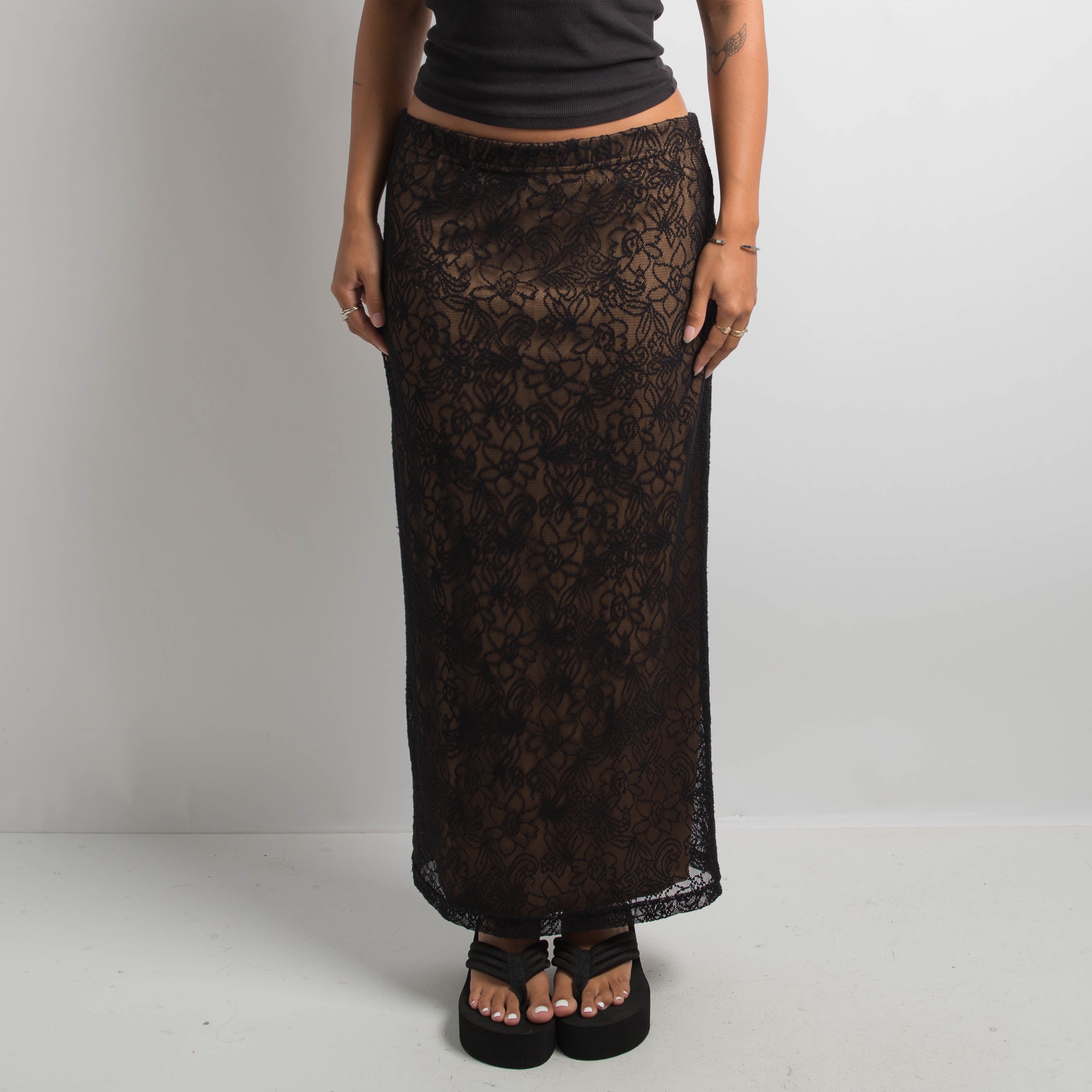 BLACK LACE MAXI SKIRT