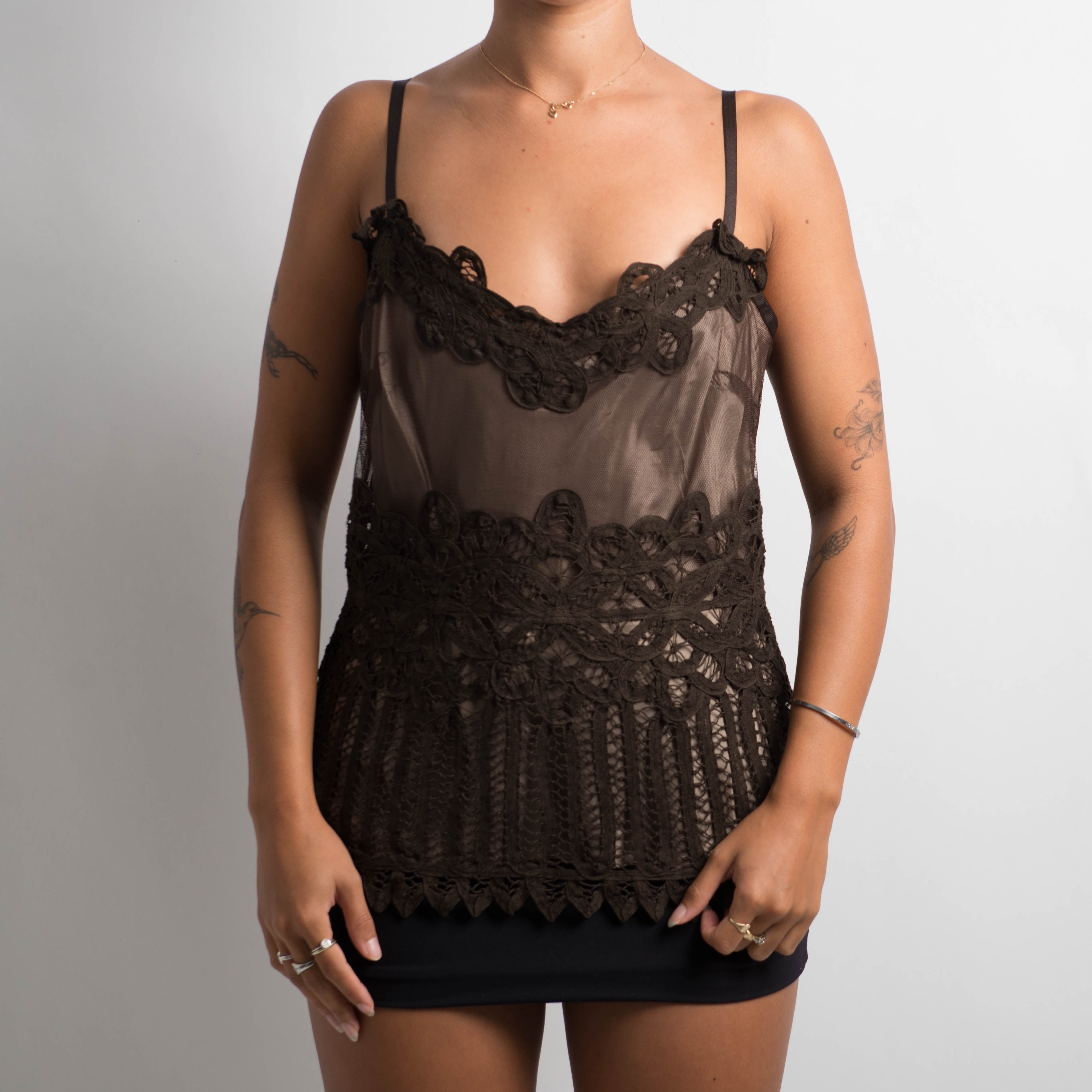 BROWN TEXTURED CAMISOLE