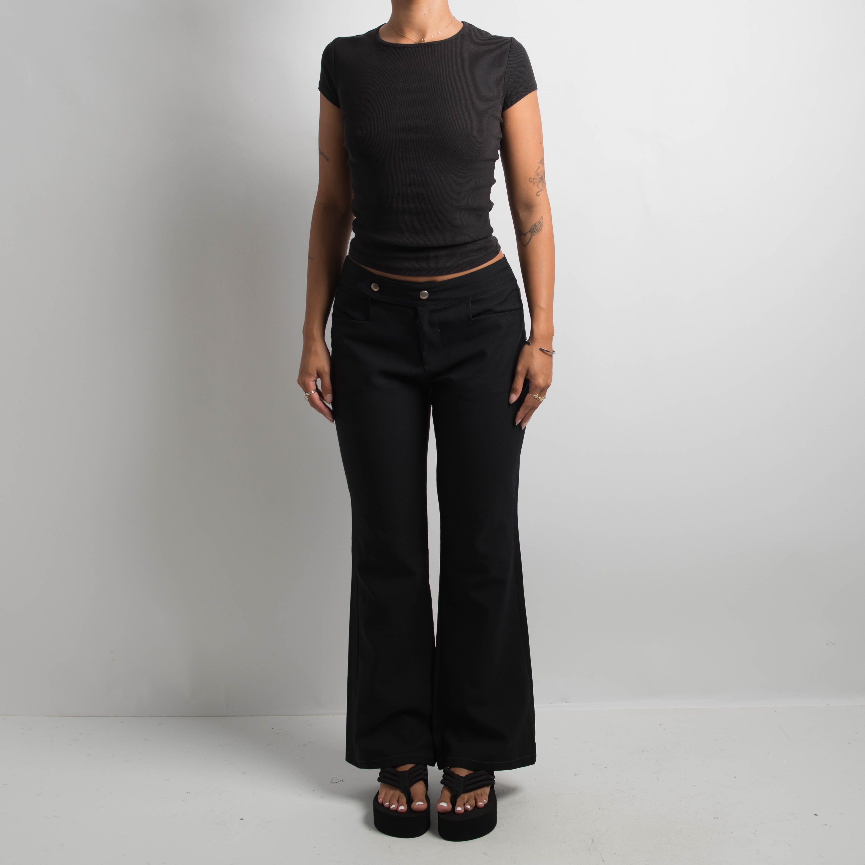 BLACK FLARED TROUSERS