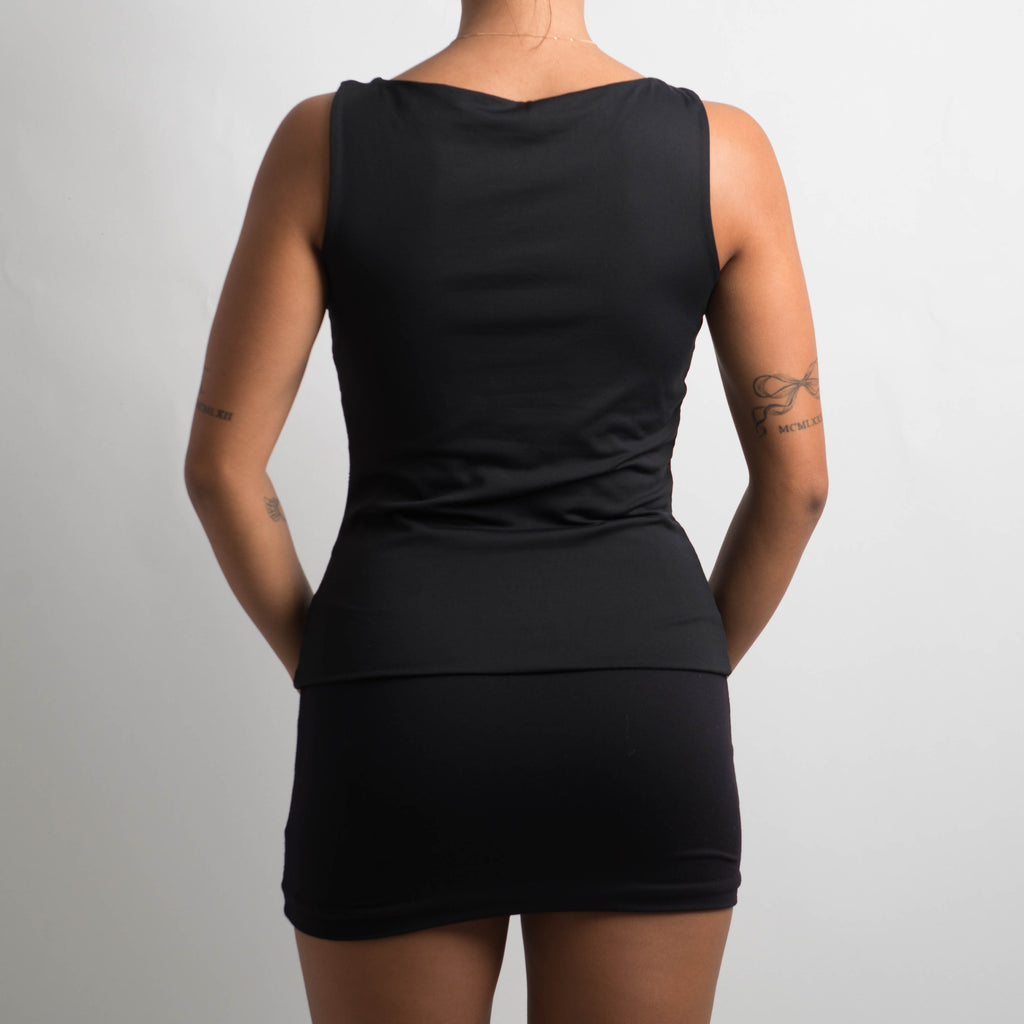 BLACK V NECK TANK TOP