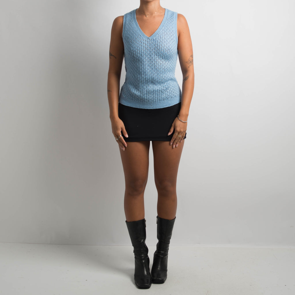 BLUE CROCHET VEST
