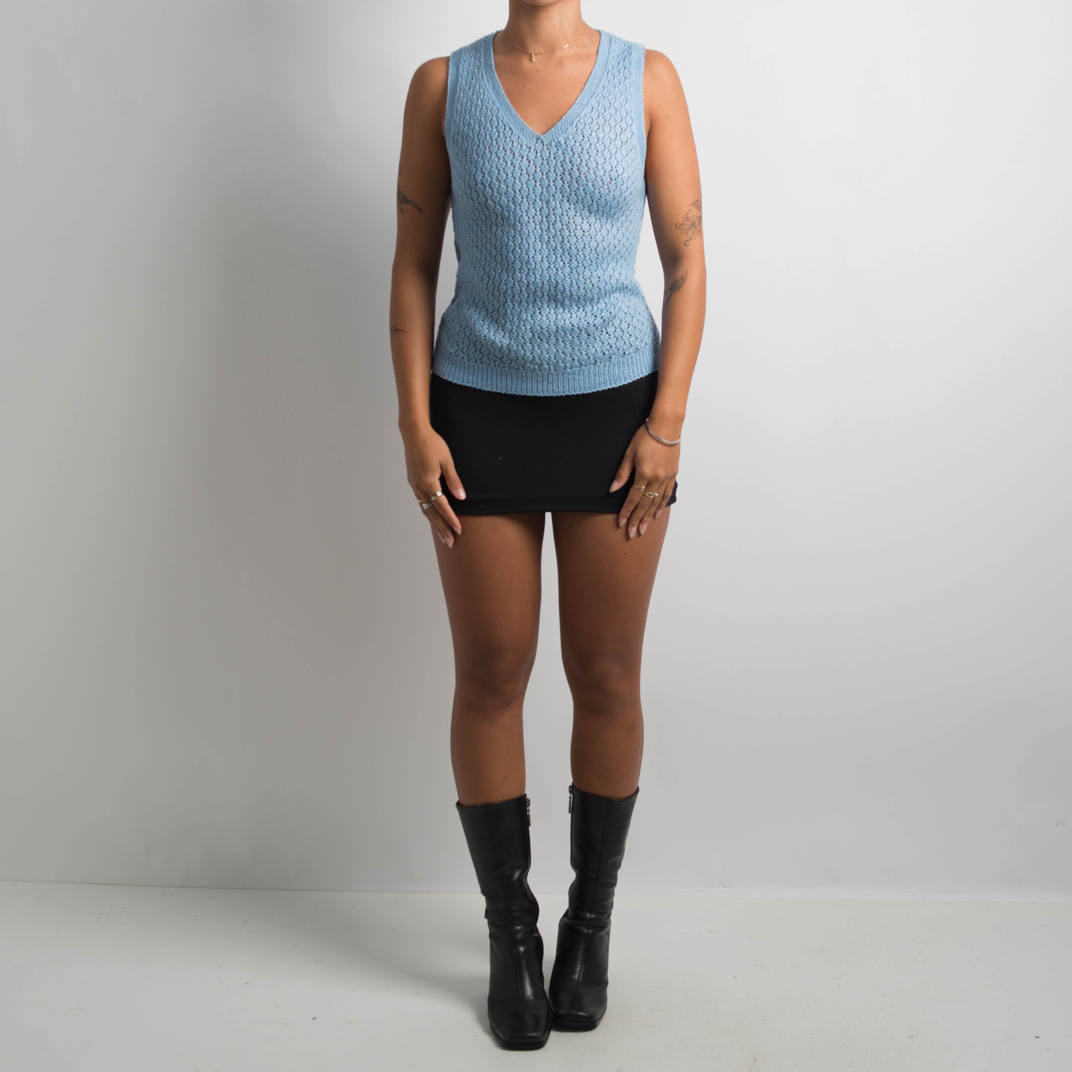 BLUE CROCHET VEST