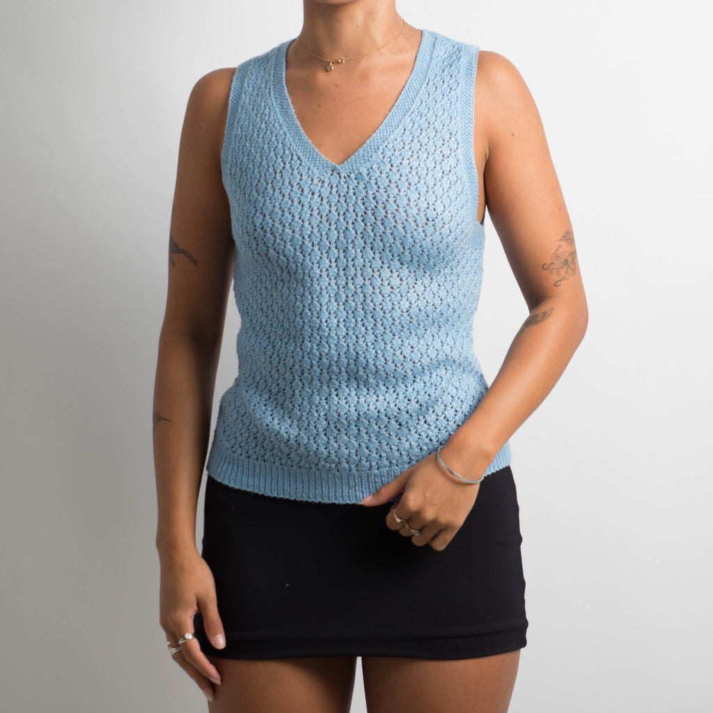BLUE CROCHET VEST