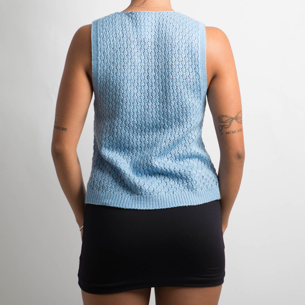 BLUE CROCHET VEST