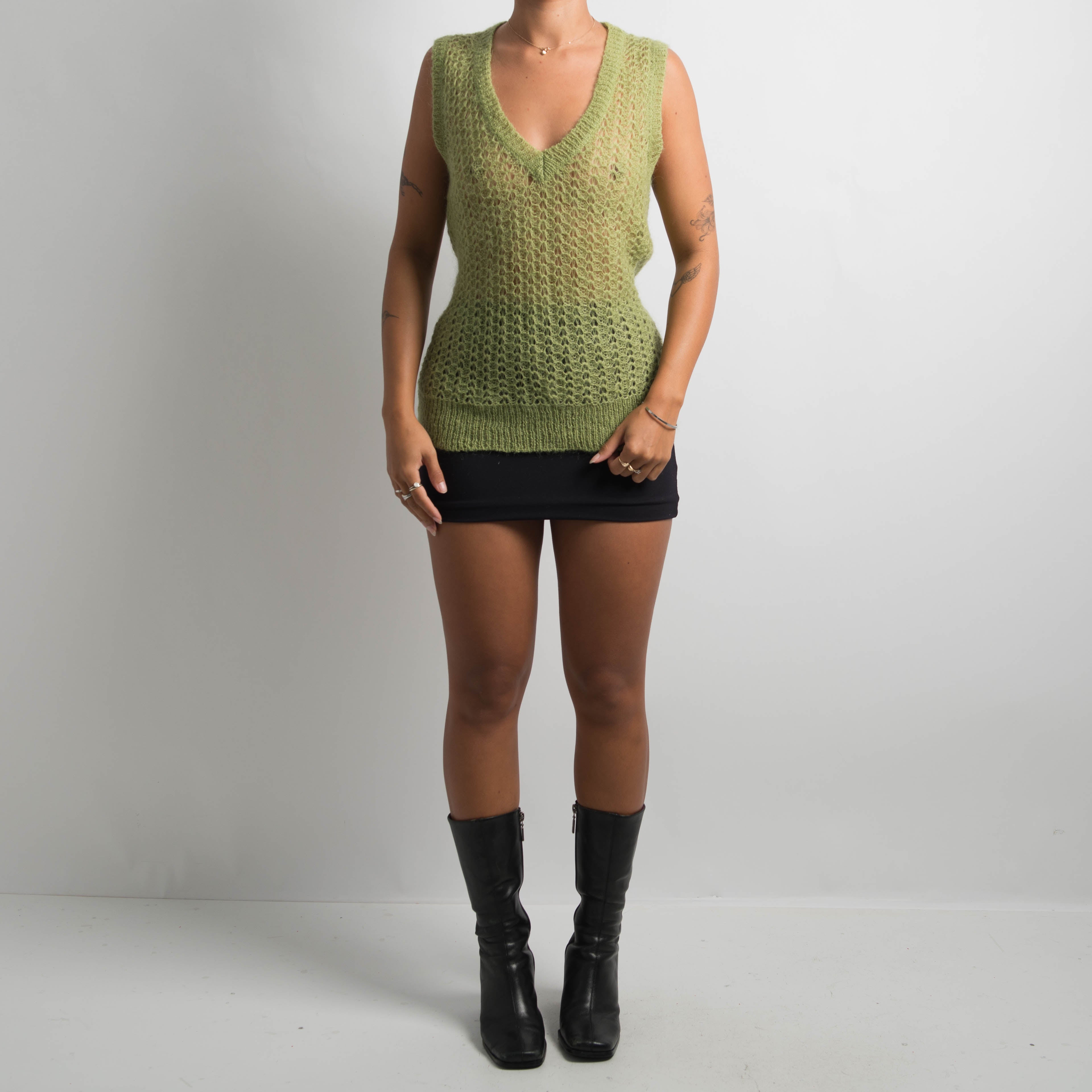 SHEER GREEN KNIT VEST