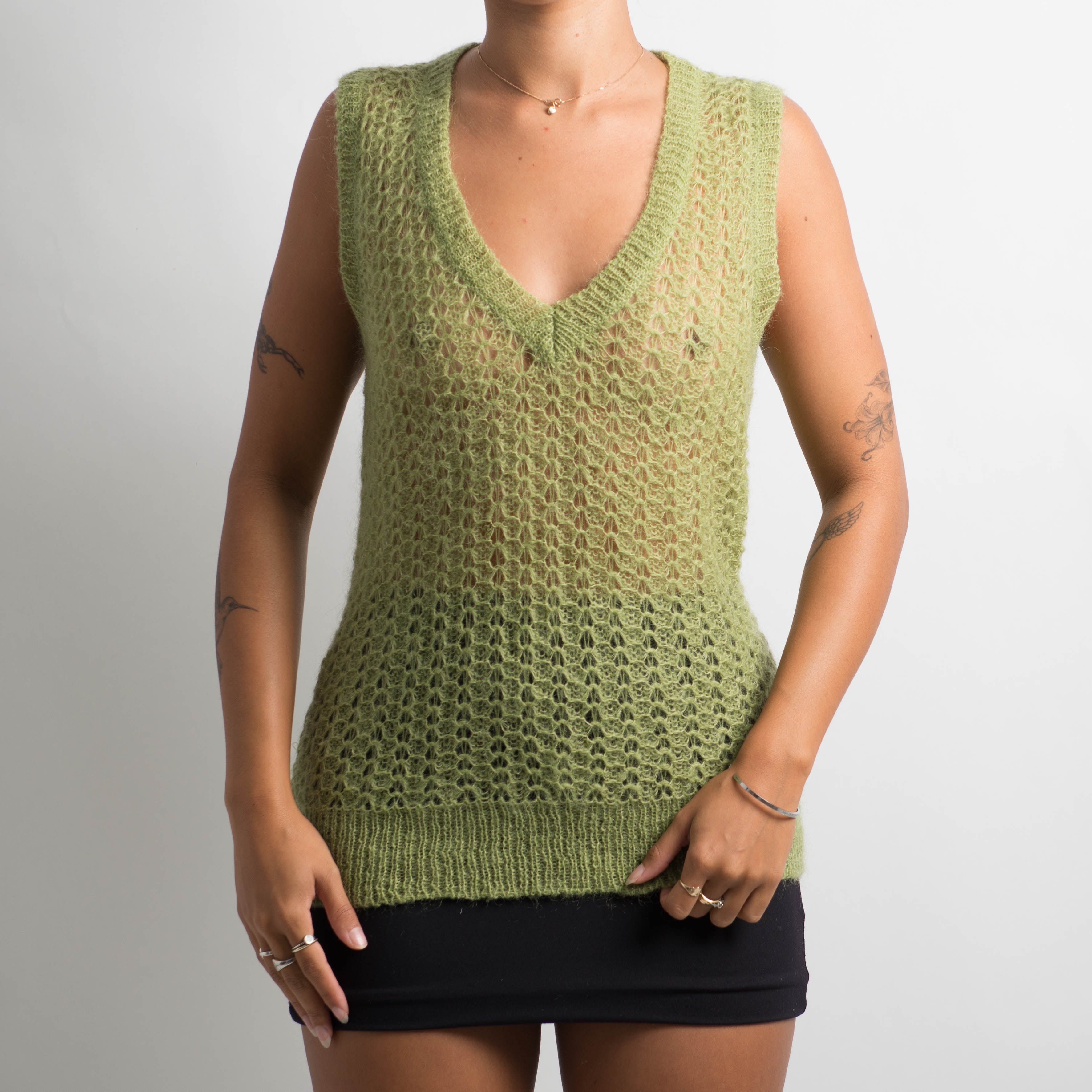 SHEER GREEN KNIT VEST