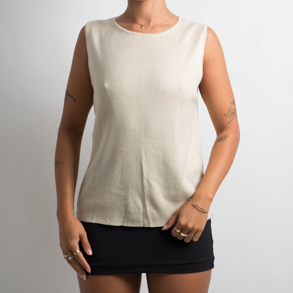 BEIGE REVERSIBLE KNIT TOP