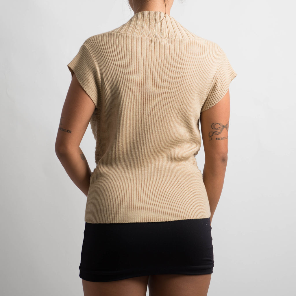 BEIGE WOOL KNIT TOP