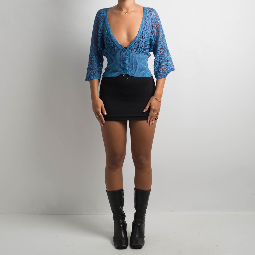 BLUE KNIT METALLIC TOP