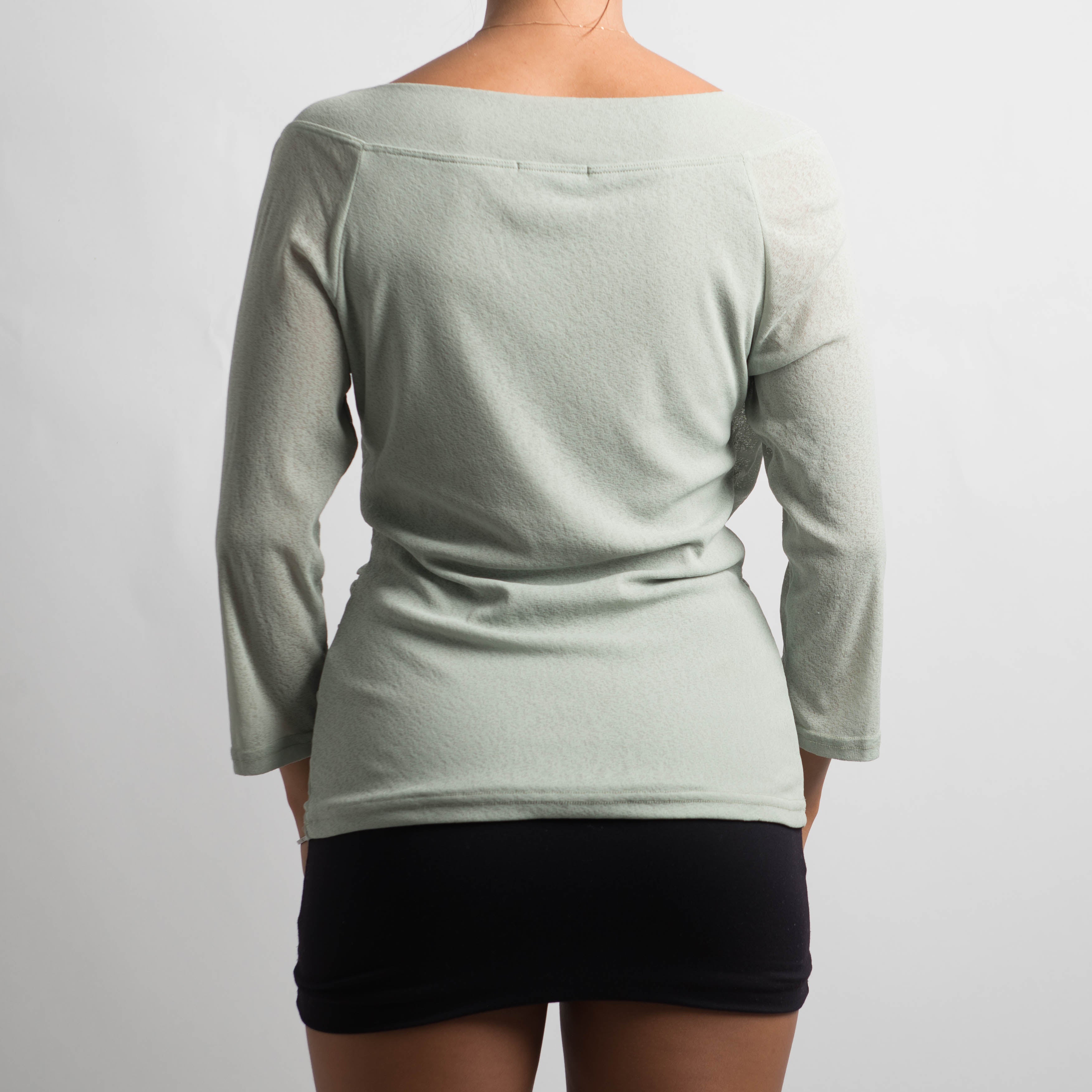 GREEN MESH LONG SLEEVE TOP