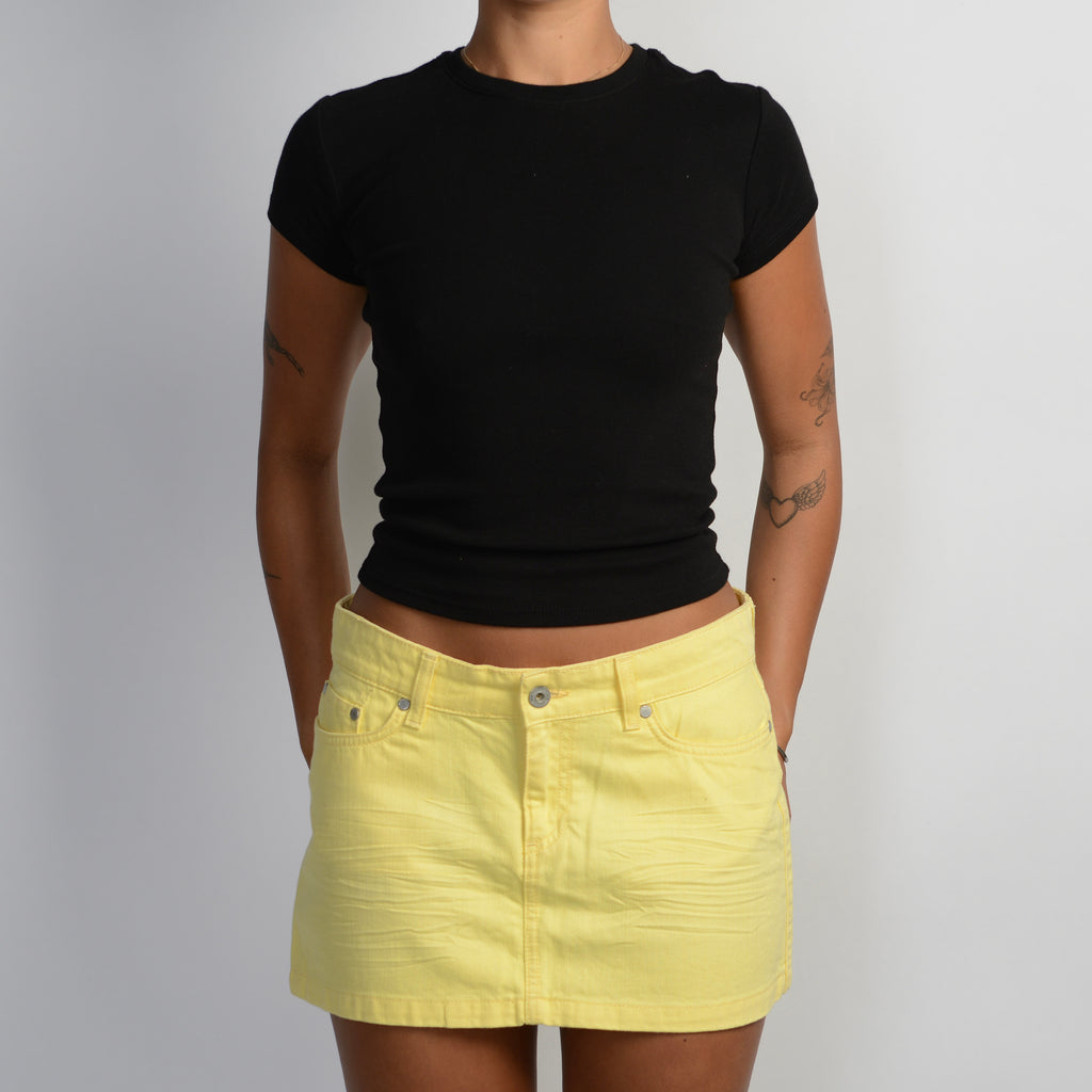 YELLOW DENIM MINI SKIRT
