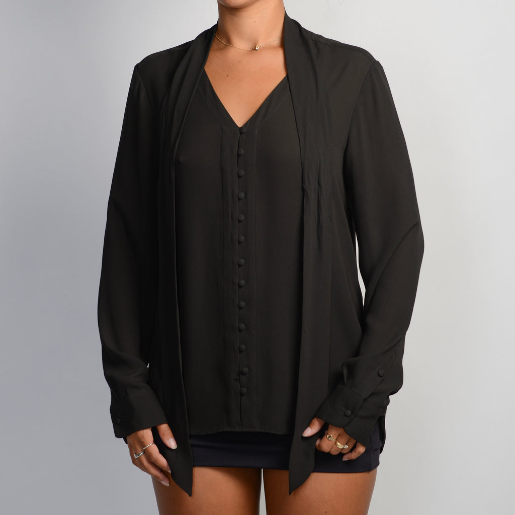 BLACK TIE NECK BLOUSE